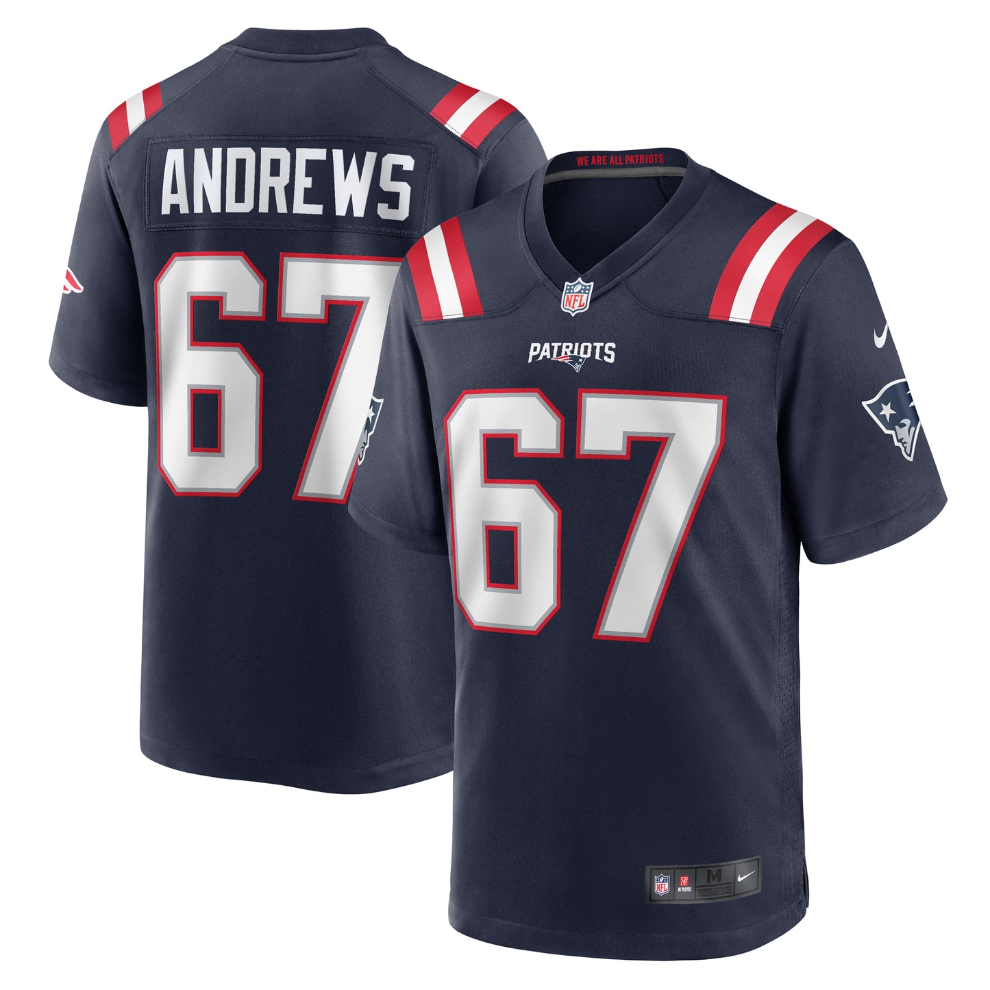 Men's Nike Jake Andrews Navy New England Patriots Team Game Jersey