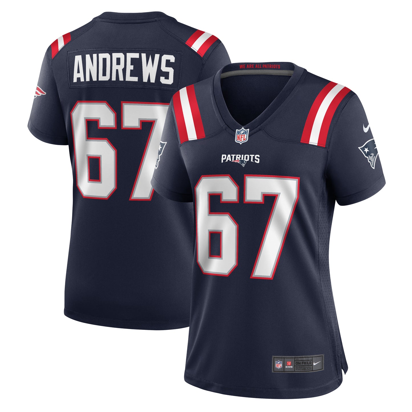 Women's Nike Jake Andrews Navy New England Patriots Team Game Jersey