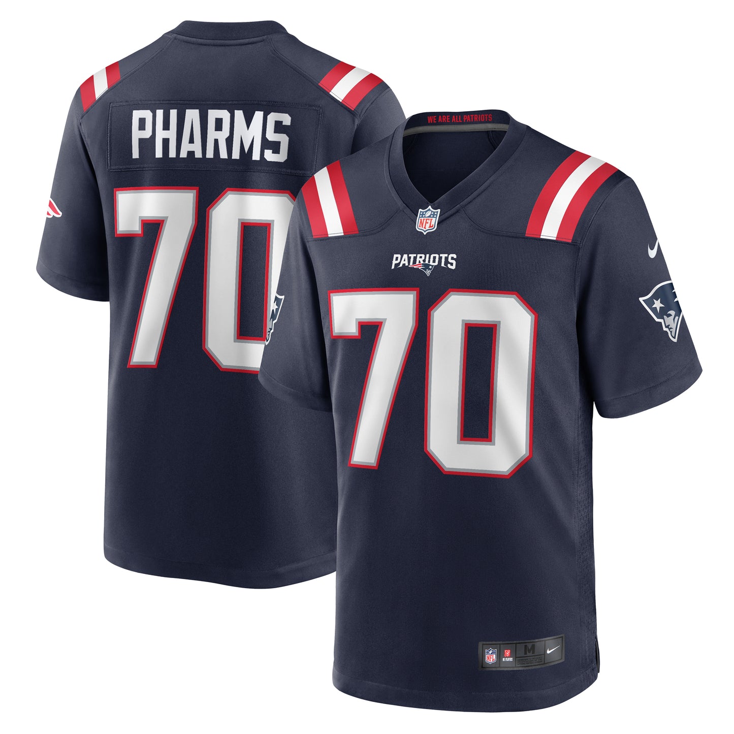 Men's Nike Jeremiah Pharms Jr. Navy New England Patriots Team Game Jersey