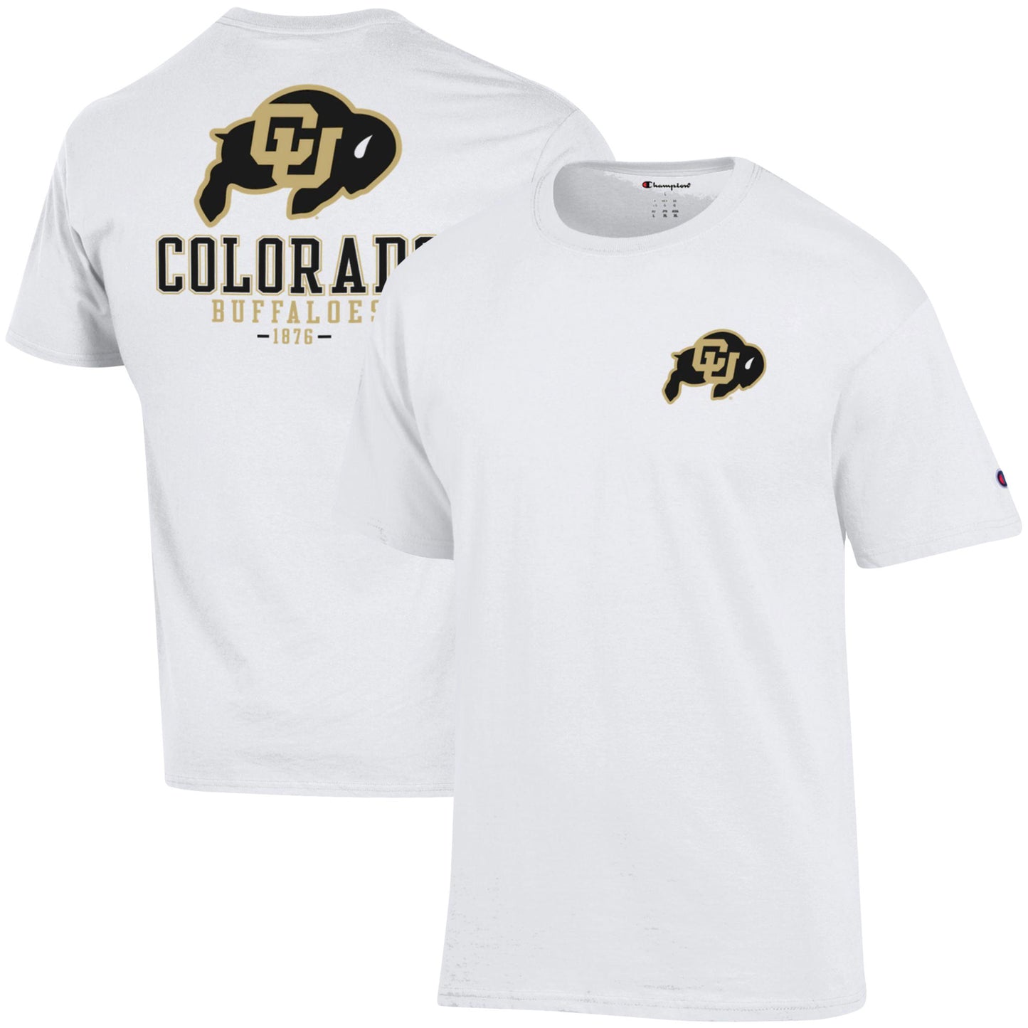 Men's Champion White Colorado Buffaloes Team Stack 2-Hit T-Shirt