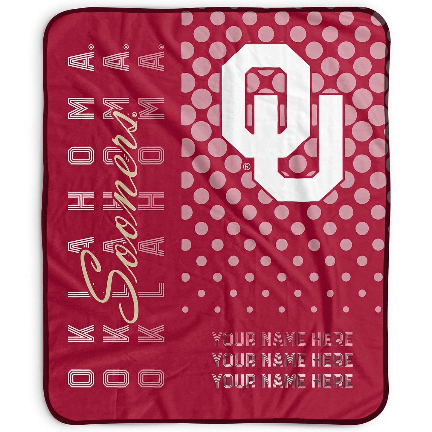 Pegasus Oklahoma Sooners 50" x 60" Dots Personalized Fleece Blanket