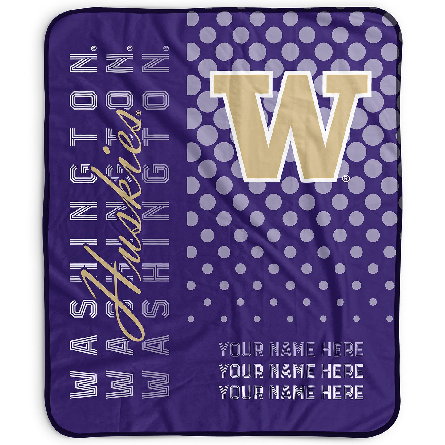 Pegasus Washington Huskies 50" x 60" Dots Personalized Fleece Blanket