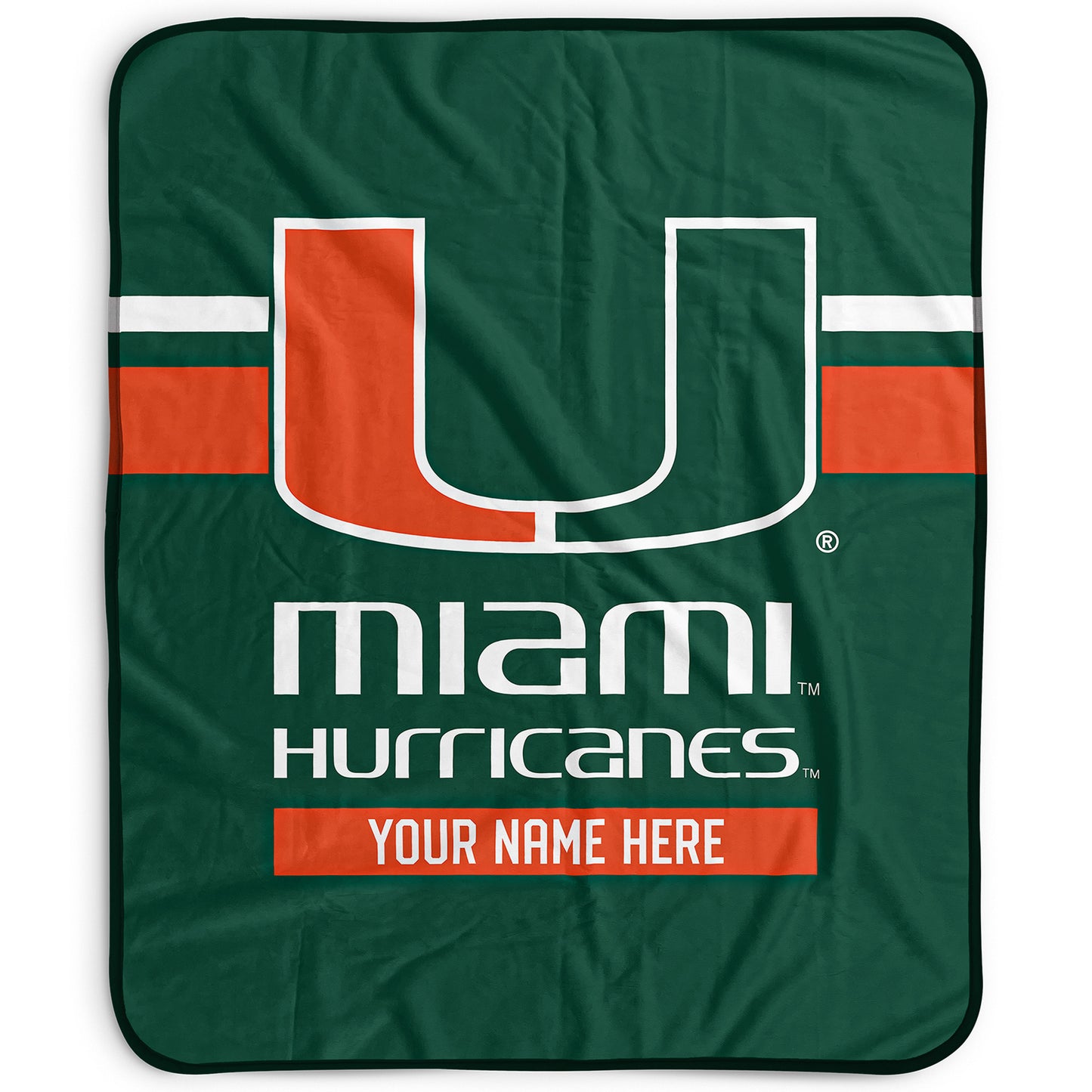 Pegasus Miami Hurricanes 50" x 60" Stripes Personalized Fleece Blanket