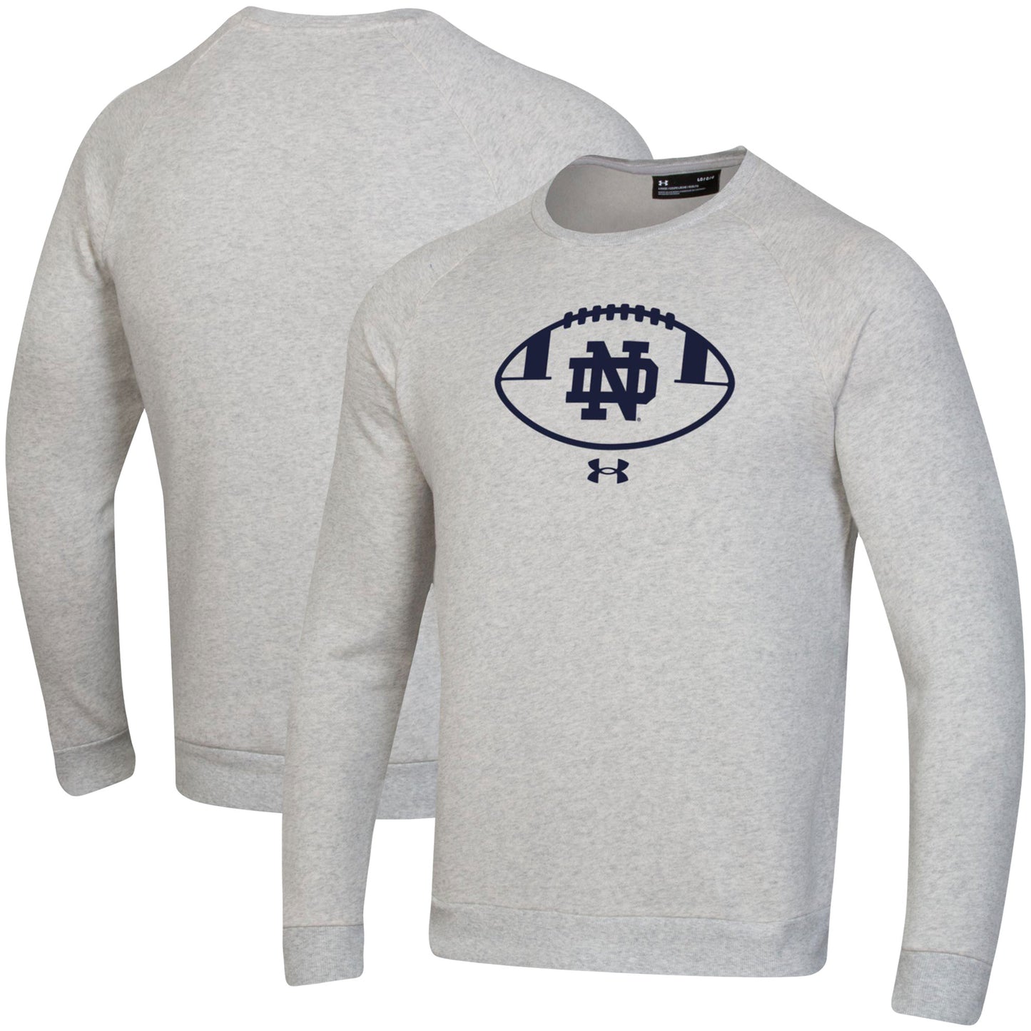 Men's Under Armour Ash Notre Dame Fighting Irish Football Coaches Rival Raglan Pullover Sweatshirt