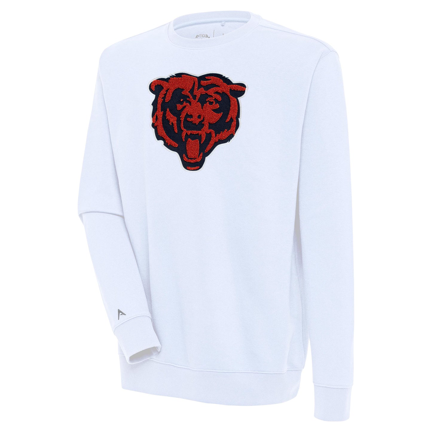 Men's Antigua White Chicago Bears Victory Crewneck Pullover Sweatshirt