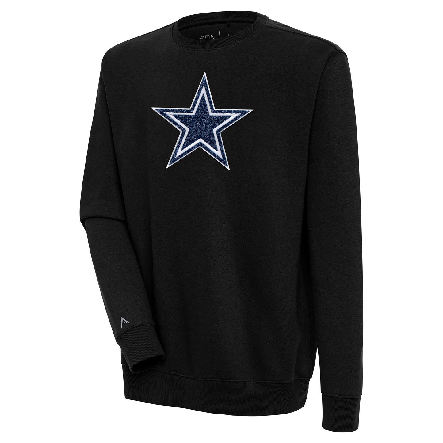 Men's Antigua Black Dallas Cowboys Victory Crewneck Pullover Sweatshirt
