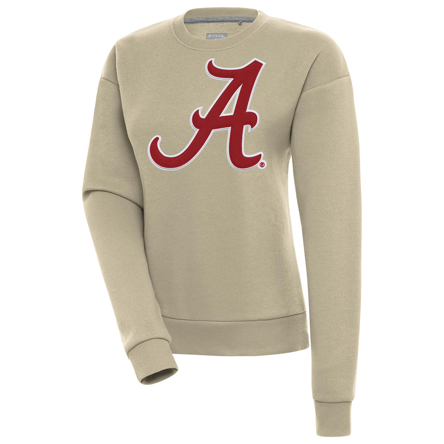 Women's Antigua Khaki Alabama Crimson Tide Victory Pullover Sweatshirt