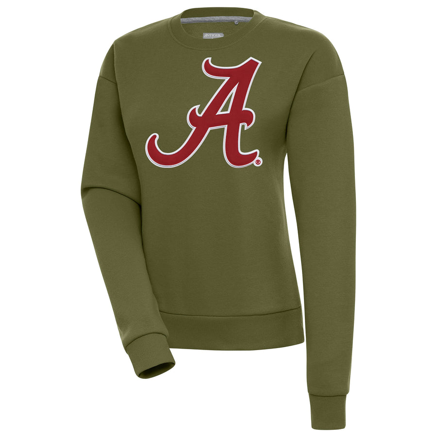 Women's Antigua Olive Alabama Crimson Tide Victory Pullover Sweatshirt