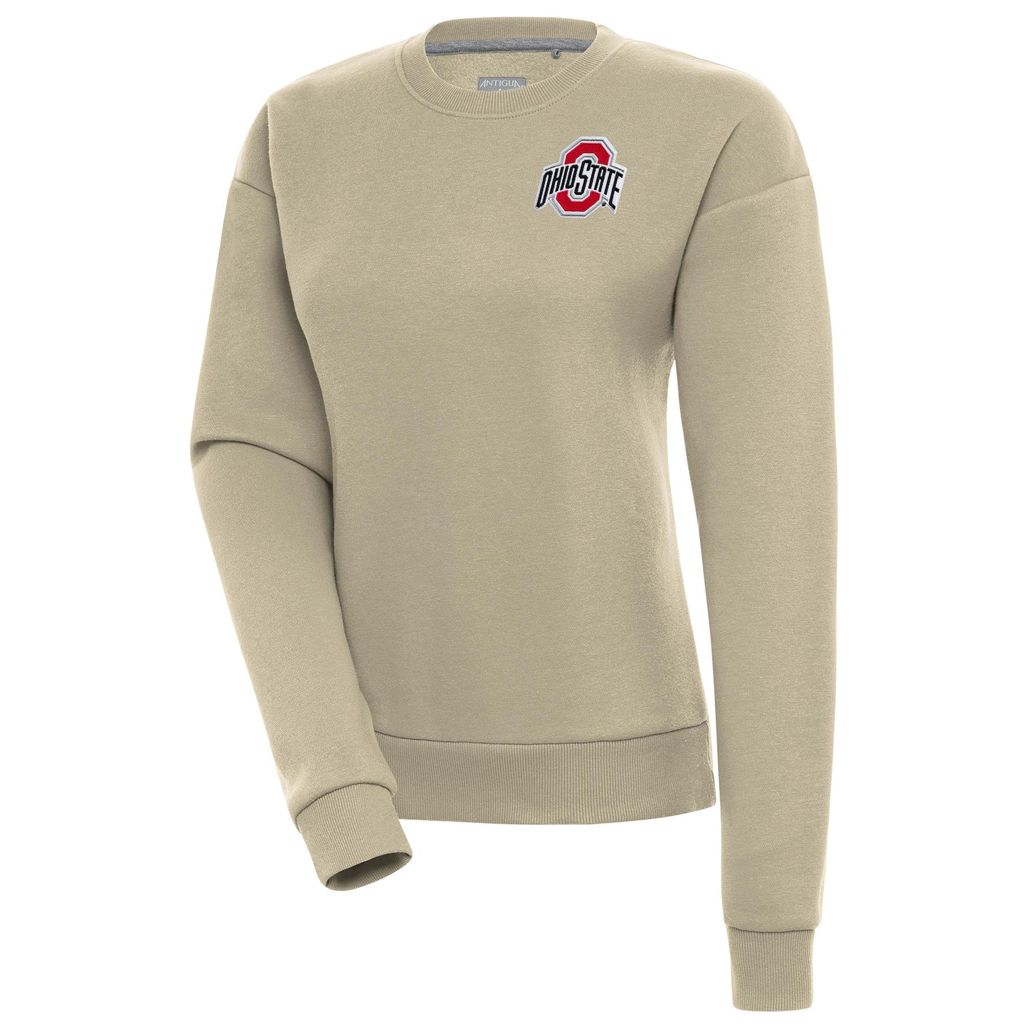 Women's Antigua Khaki Ohio State Buckeyes Victory Pullover Sweatshirt