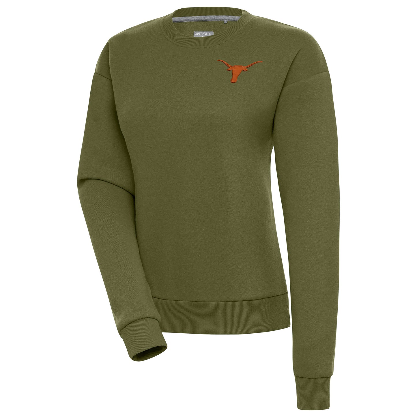 Women's Antigua Olive Texas Longhorns Victory Pullover Sweatshirt