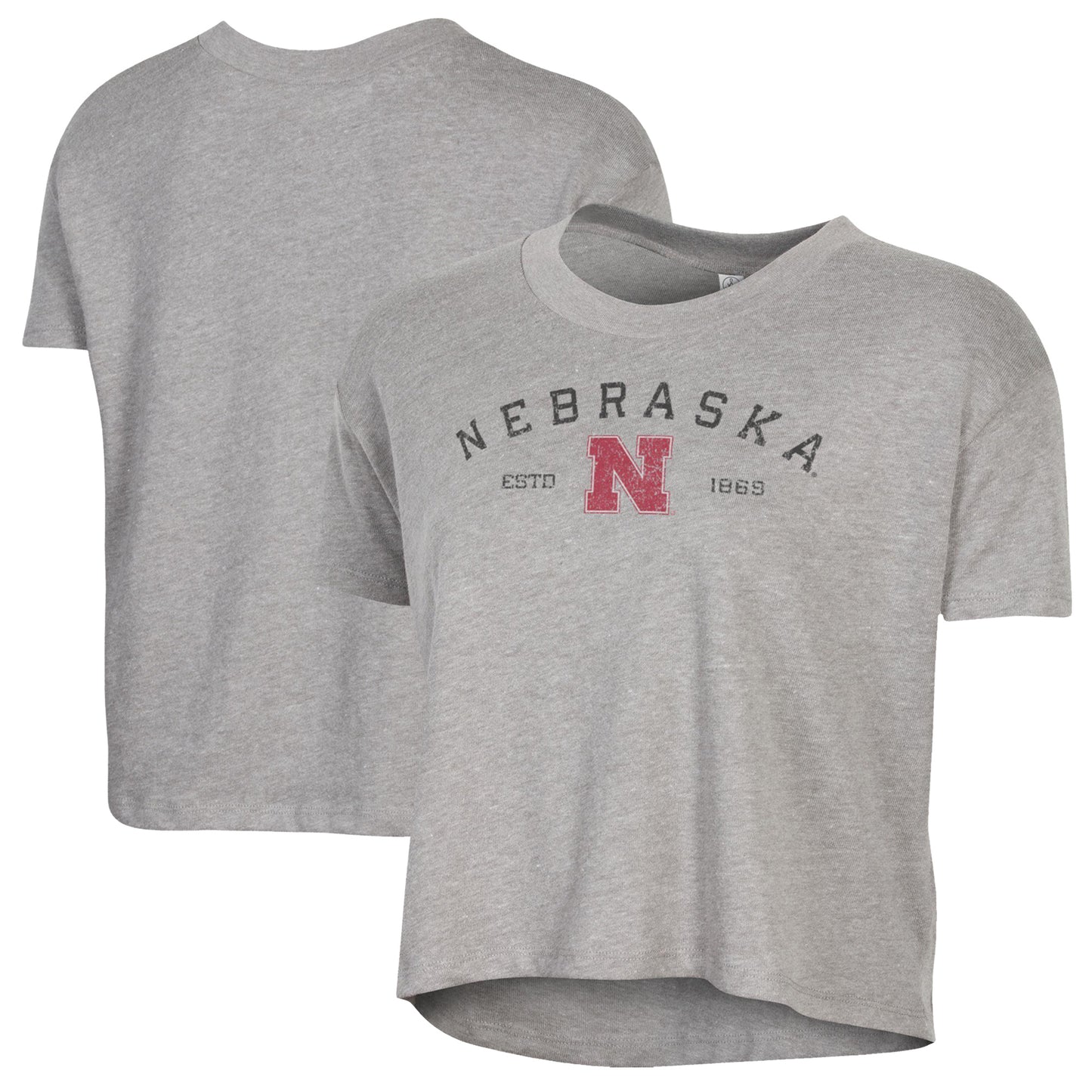 Women's Alternative Apparel Gray Nebraska Huskers Retro Jersey Headliner Cropped T-Shirt