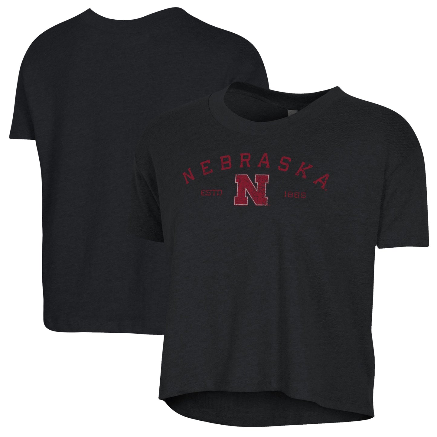 Women's Alternative Apparel Black Nebraska Huskers Retro Jersey Headliner Cropped T-Shirt
