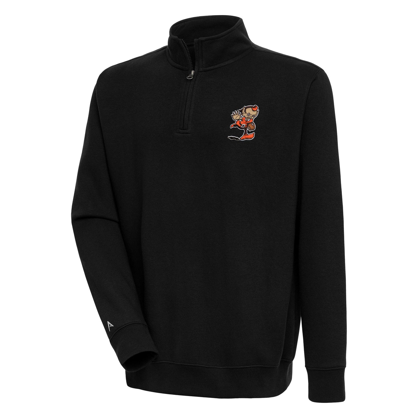 Men's Antigua Black Cleveland Browns Throwback Logo Victory Quarter-Zip Pullover Top