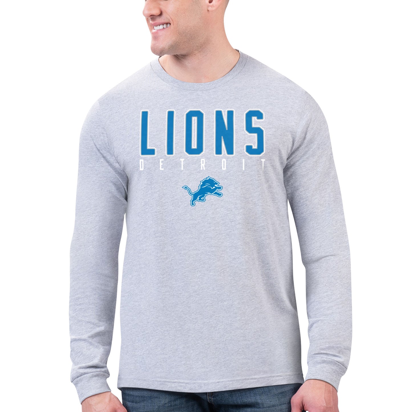 Men's Starter Gray Detroit Lions Word Graphic Long Sleeve T-Shirt
