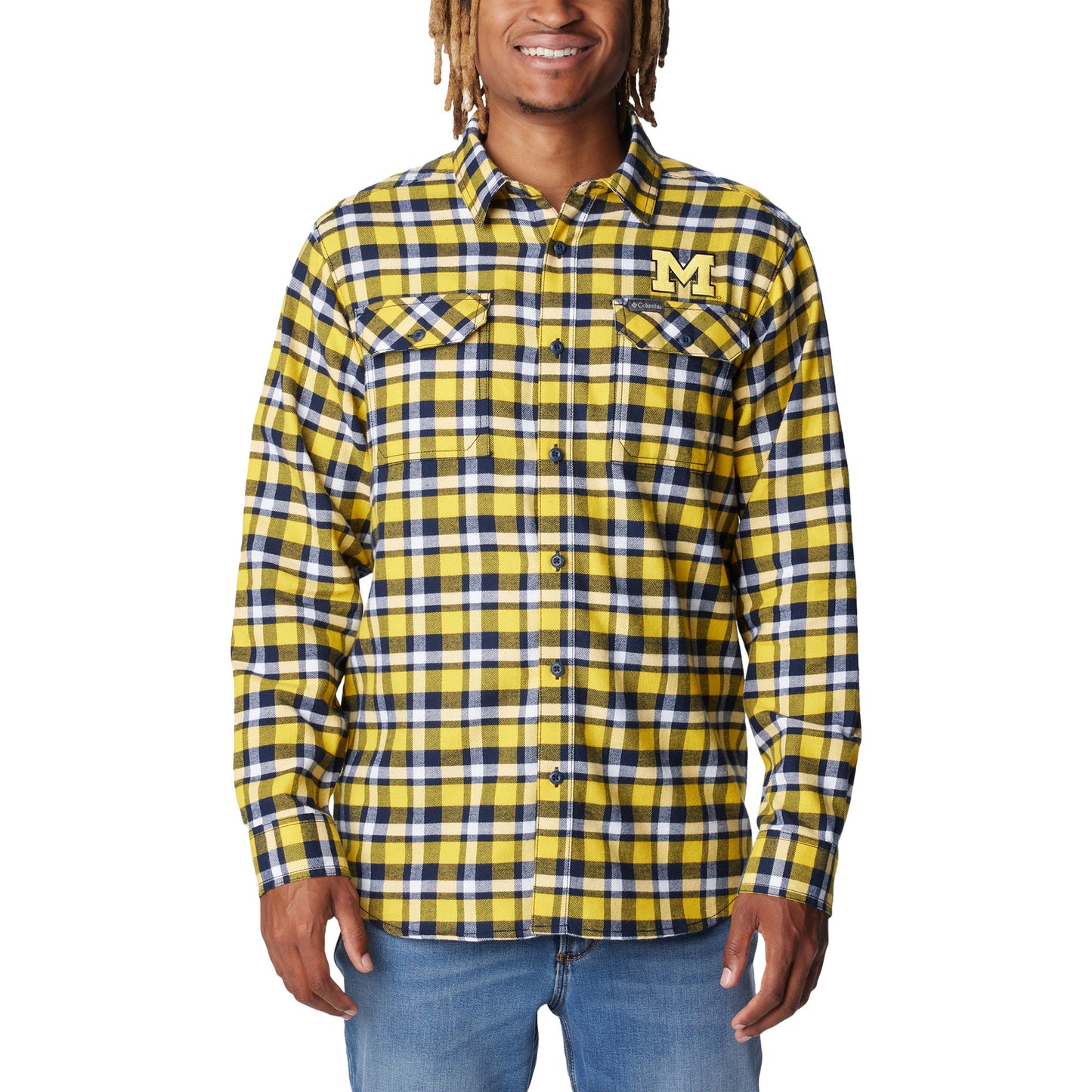 Columbia Maize Michigan Wolverines Flare Gun Flannel Long Sleeve Shirt