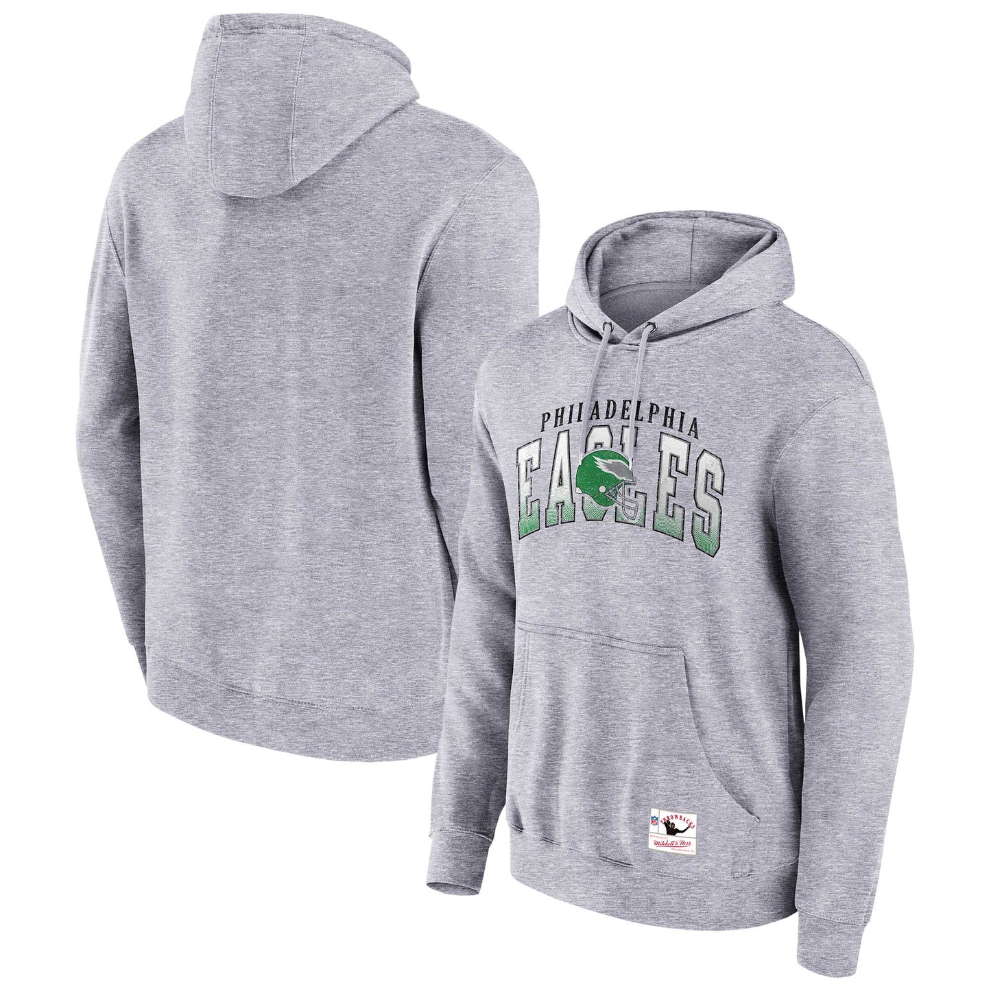 Men's Mitchell & Ness Heather Gray Philadelphia Eagles Pocket Passer Pullover Hoodie