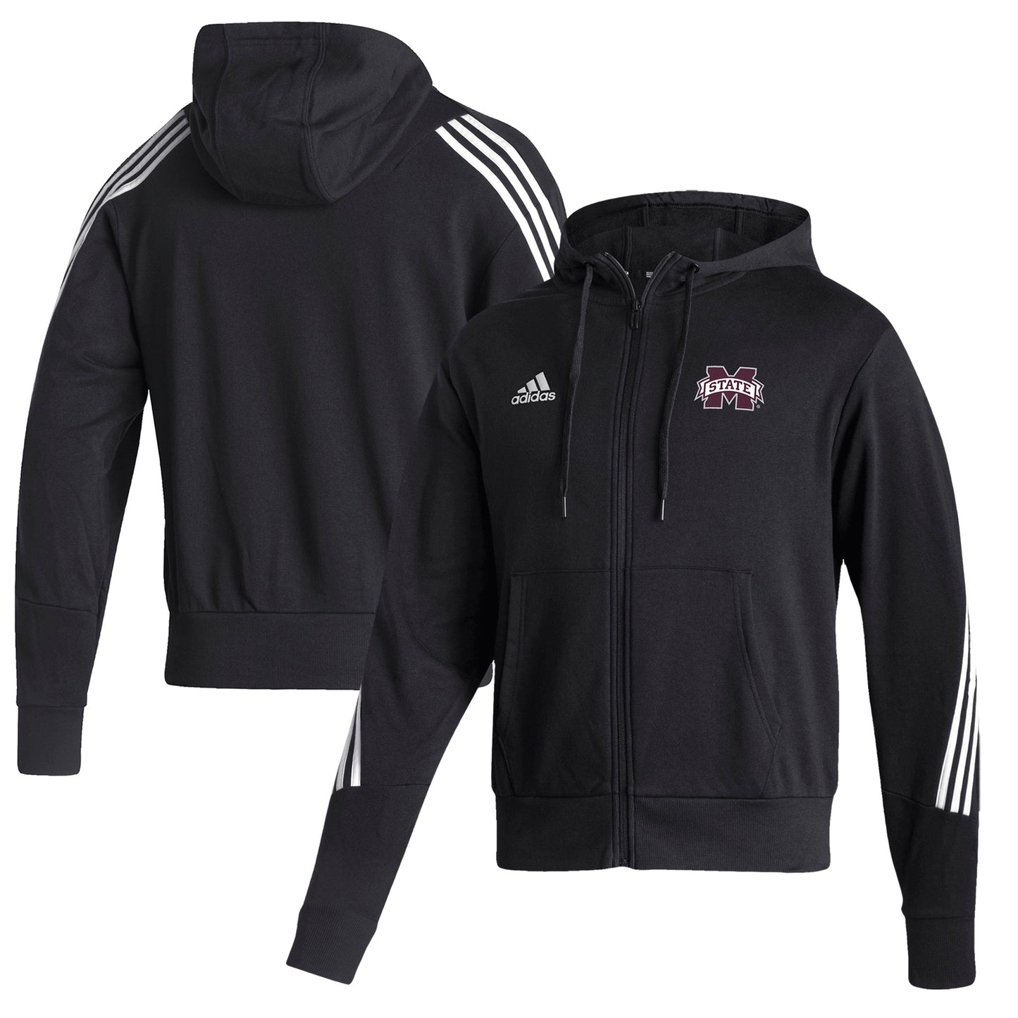 Men's adidas Black Mississippi State Bulldogs Fashion Decorated Full-Zip Hoodie