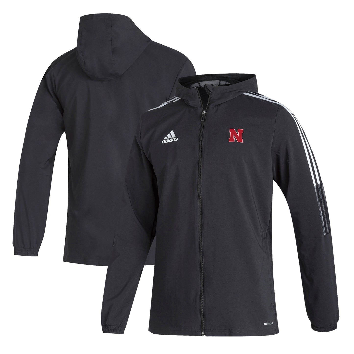 Men's adidas Black Nebraska Huskers Tiro 21 Full-Zip Windbreaker Jacket