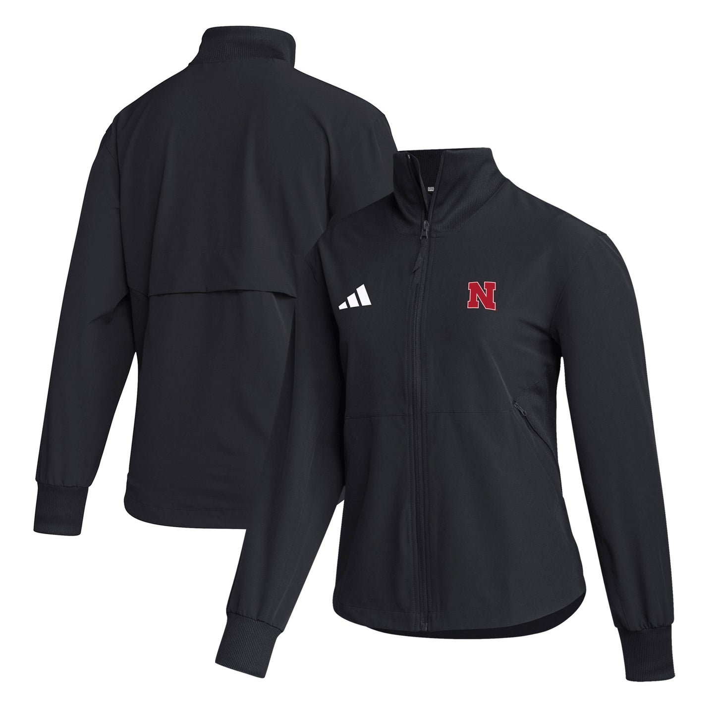 Women's adidas Black Nebraska Huskers Travel Full-Zip Woven Jacket