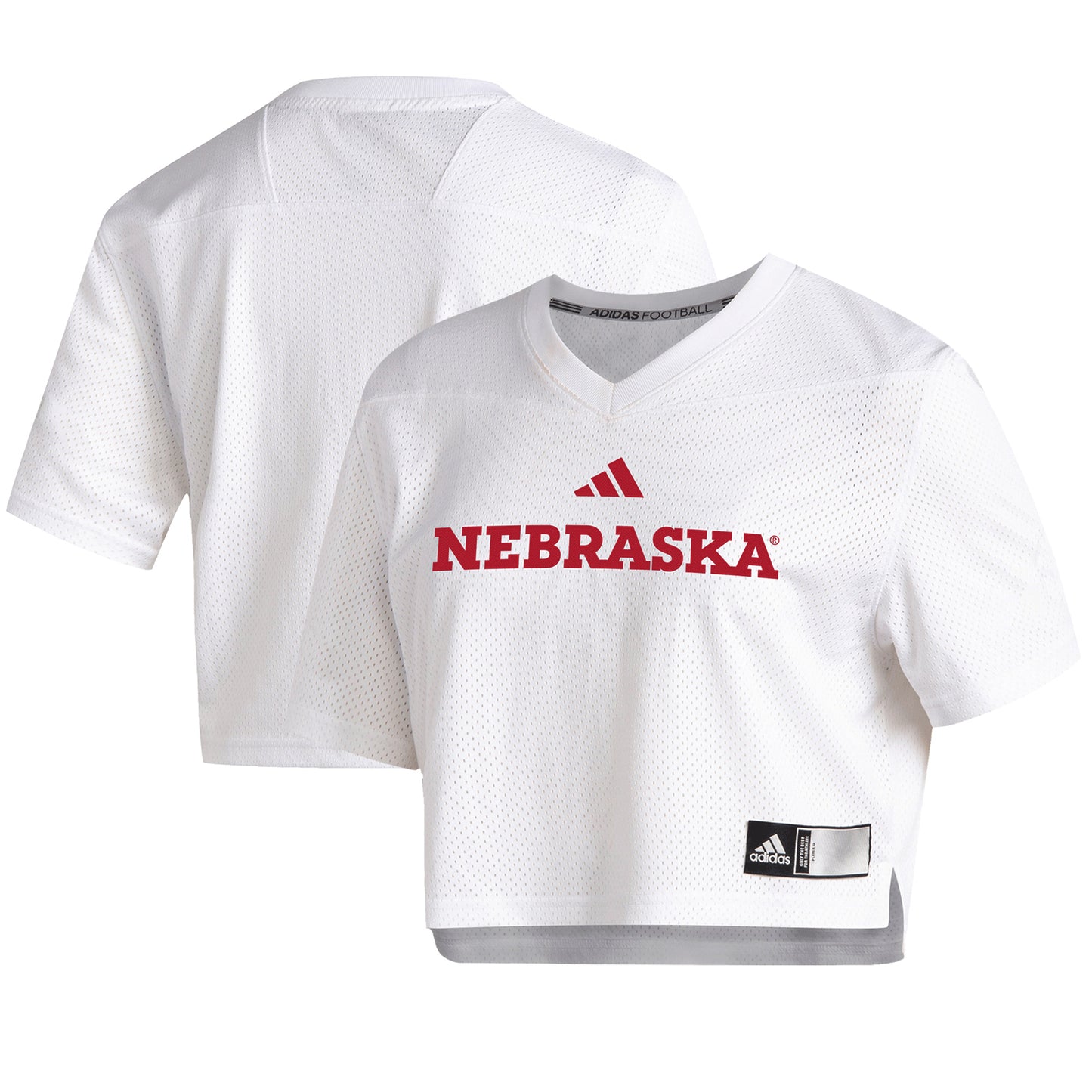 Women's adidas White Nebraska Huskers Cropped Jersey Top