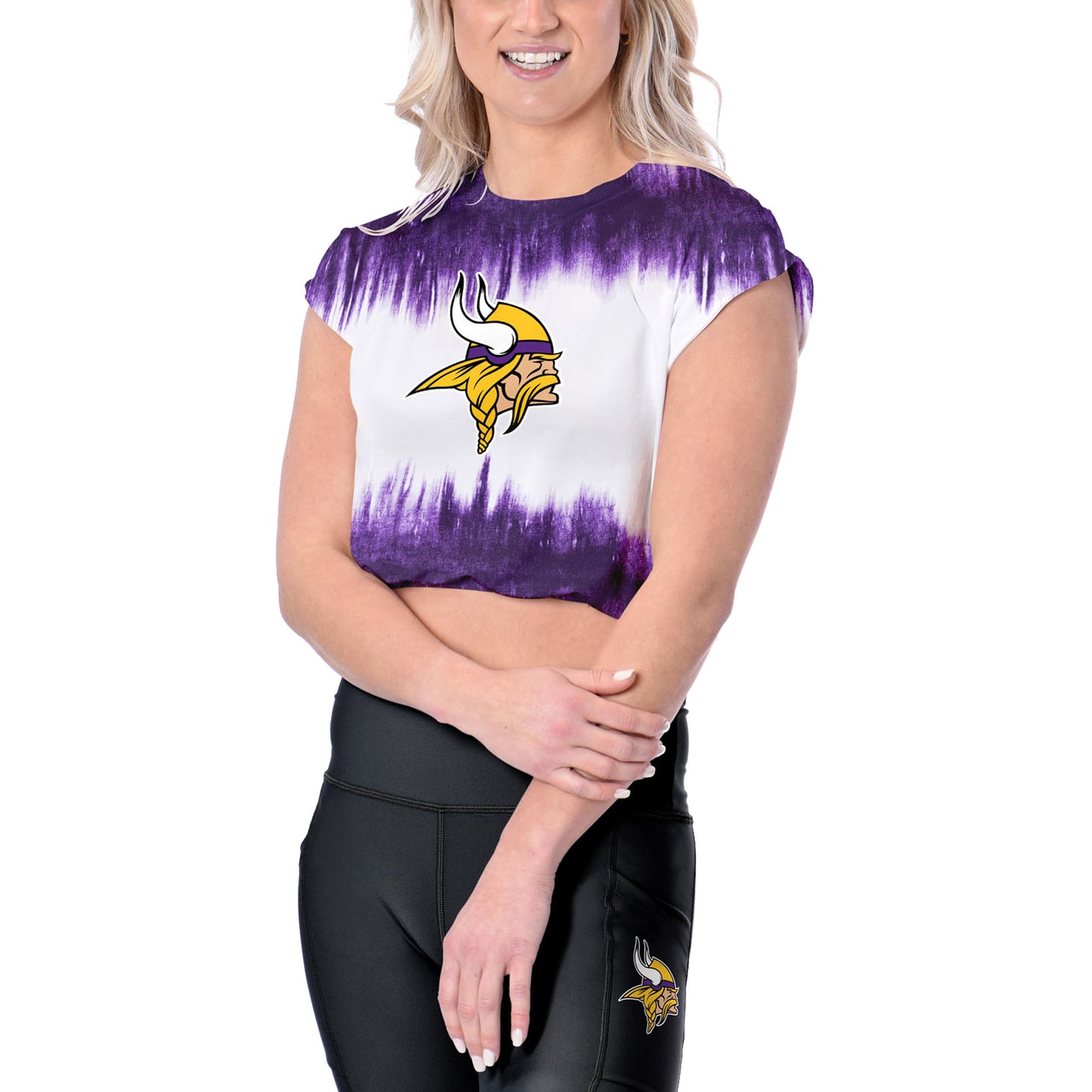Women's Certo White Minnesota Vikings Cropped Framework T-Shirt