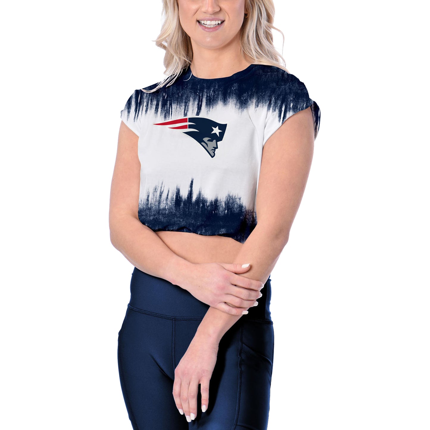 Women's Certo White New England Patriots Cropped Framework T-Shirt