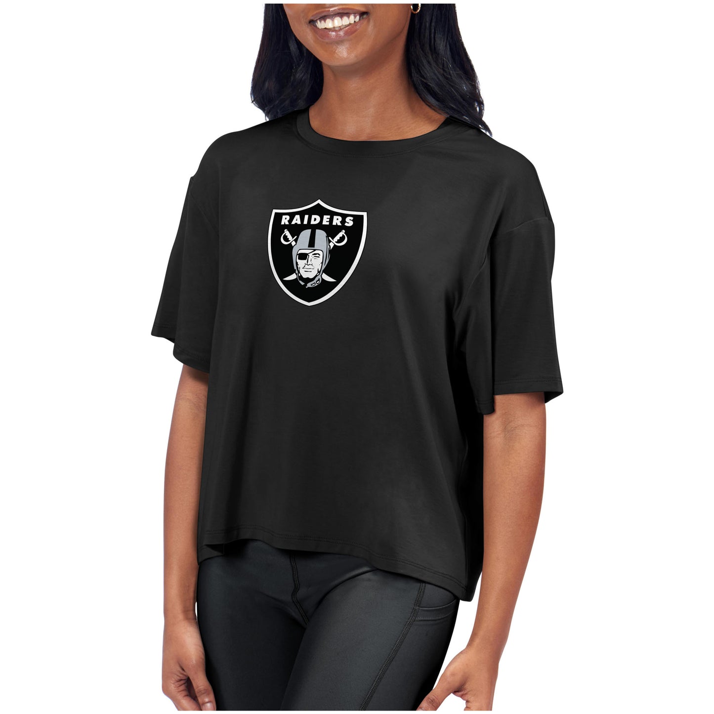 Women's Certo Black Las Vegas Raiders Format Cropped T-Shirt