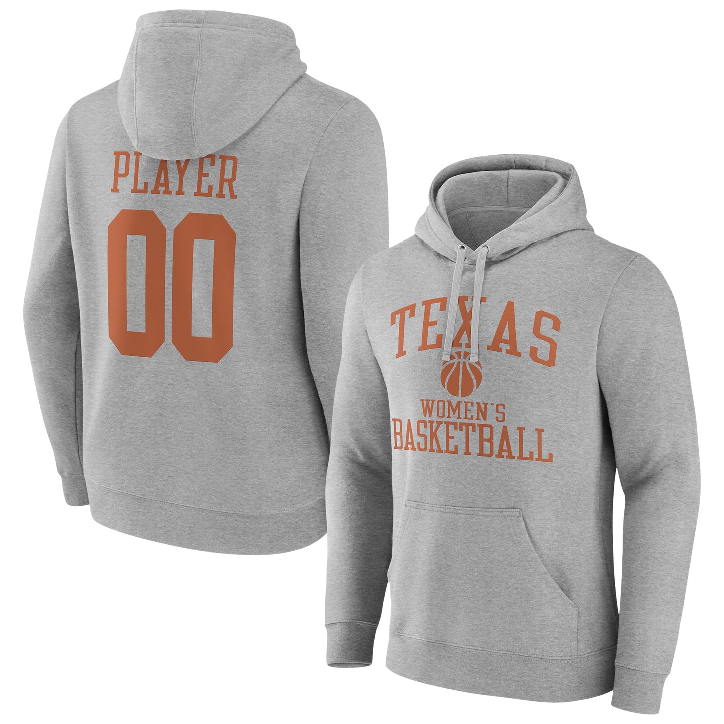 Men's Gray Texas Longhorns Women's Basketball Pick-A-Player NIL Gameday Tradition Pullover Hoodie