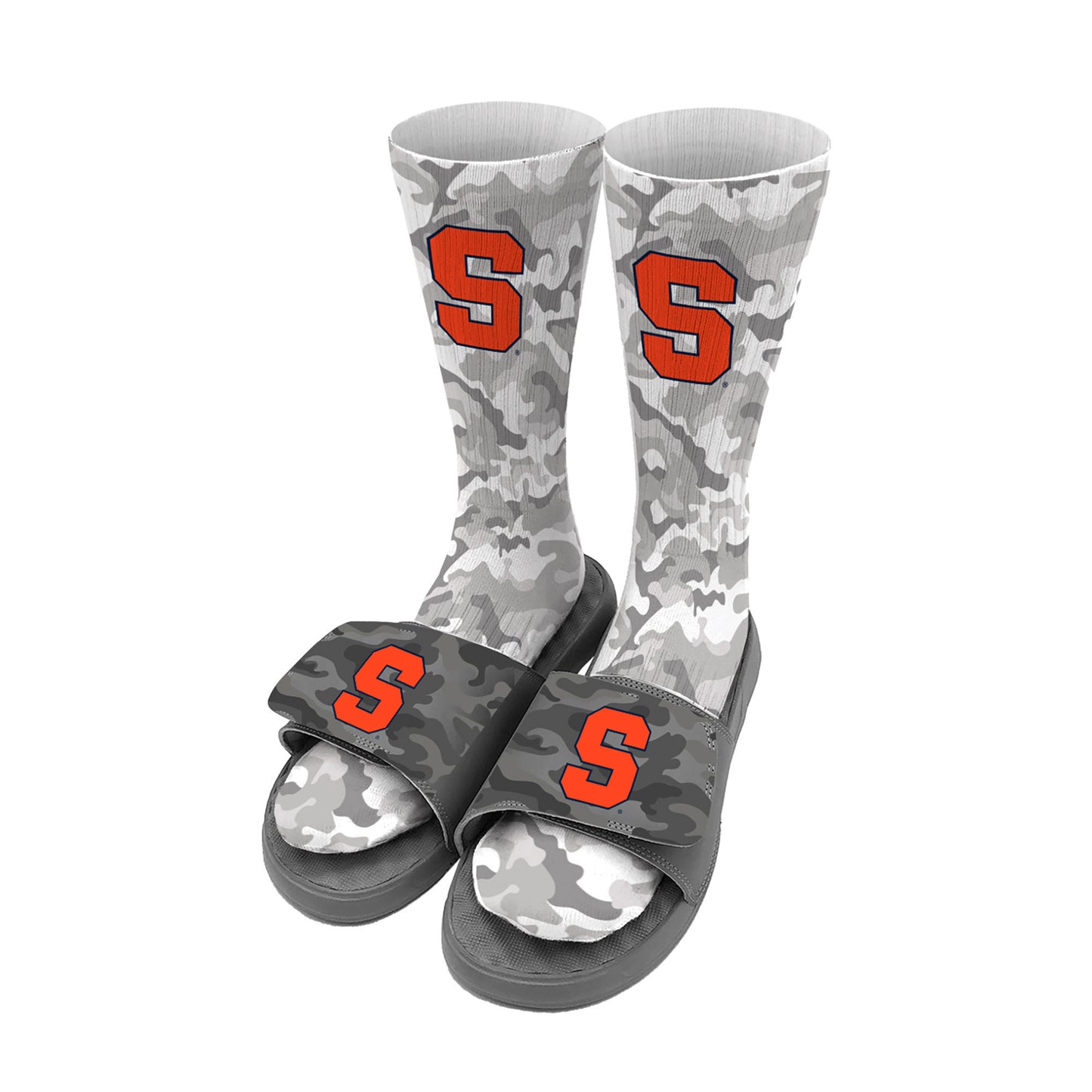 Men's ISlide Gray Syracuse Orange Camo Sock & Slide Bundle