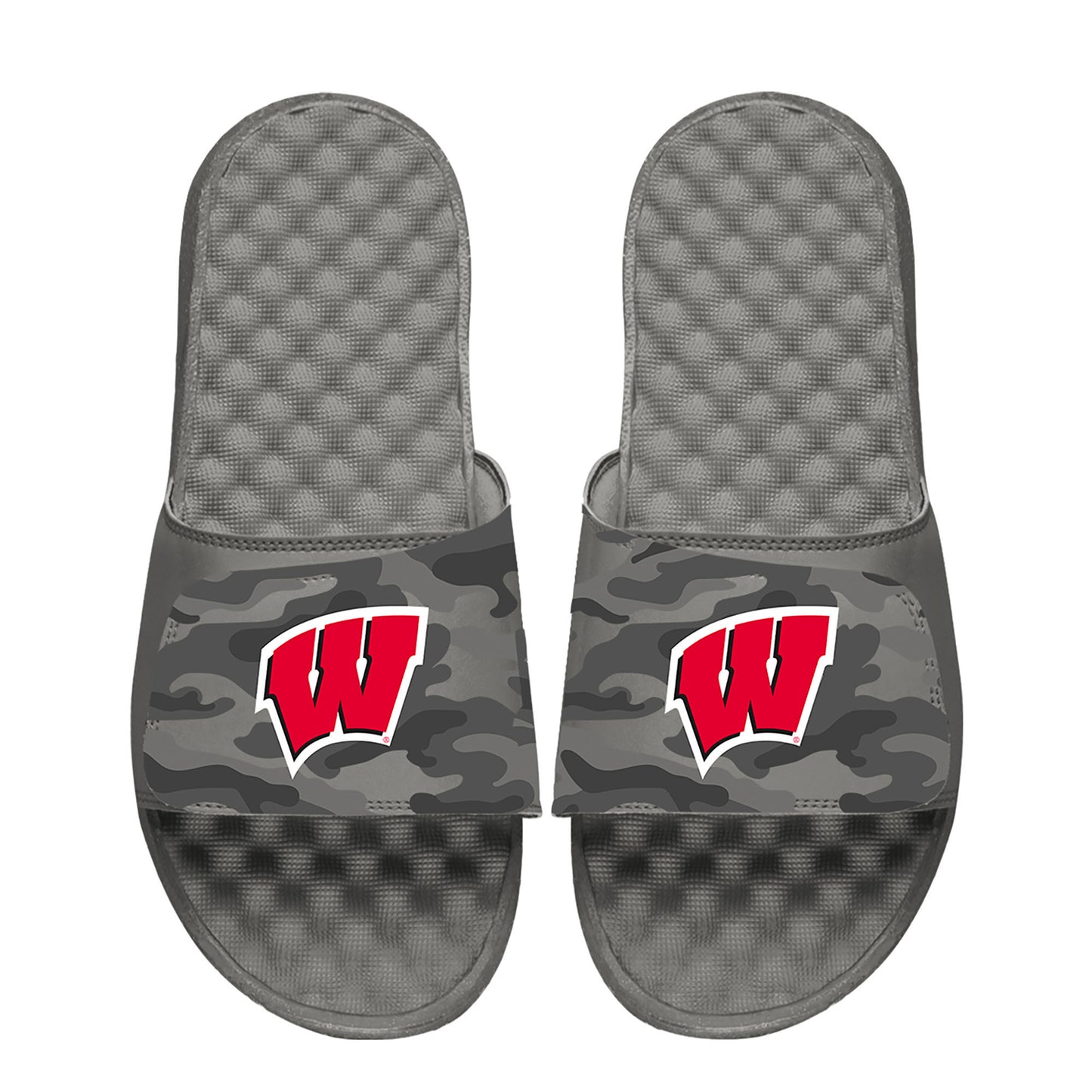 Men's ISlide Gray Wisconsin Badgers Camo Slide Sandals