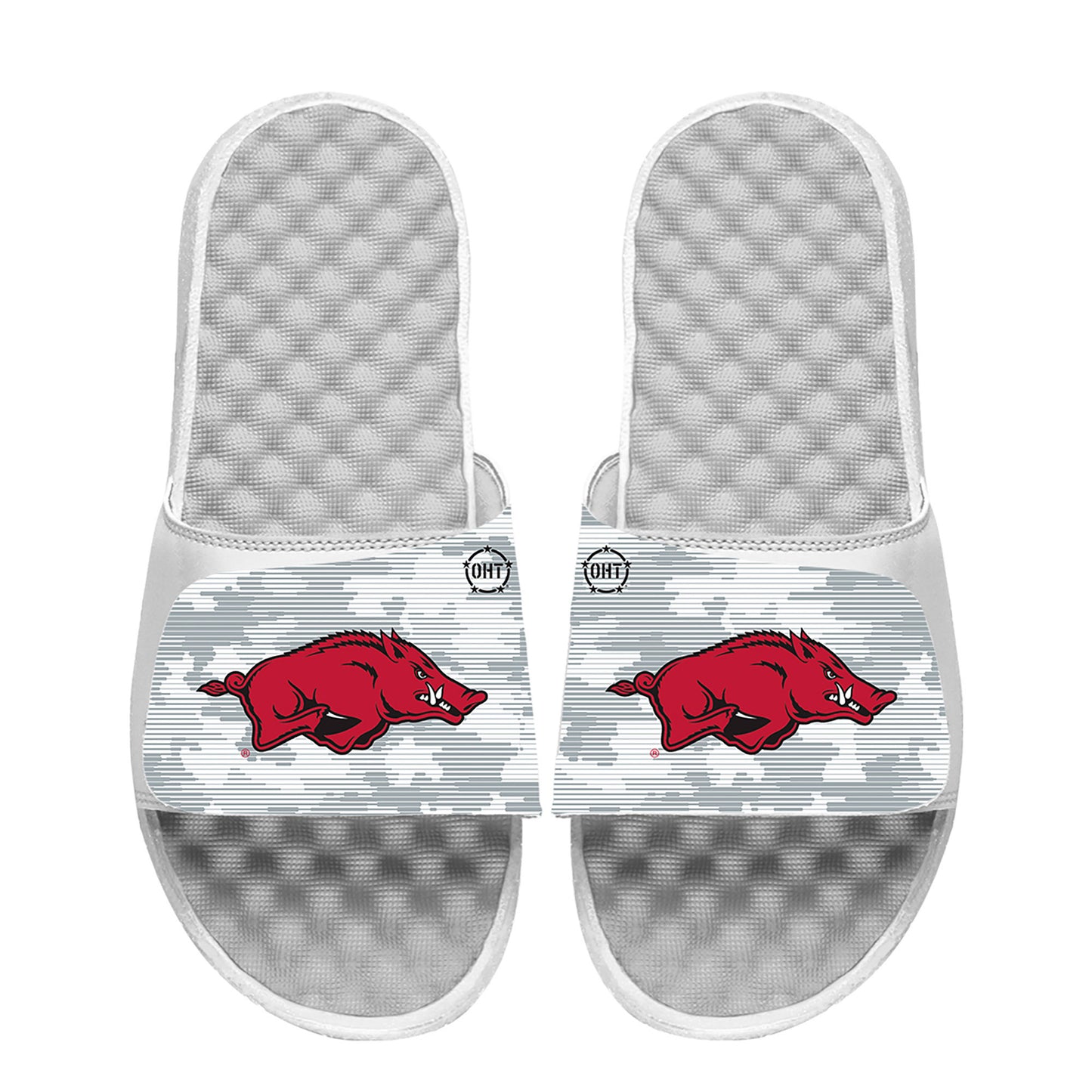 Men's ISlide White Arkansas Razorbacks Camo Slide Sandals
