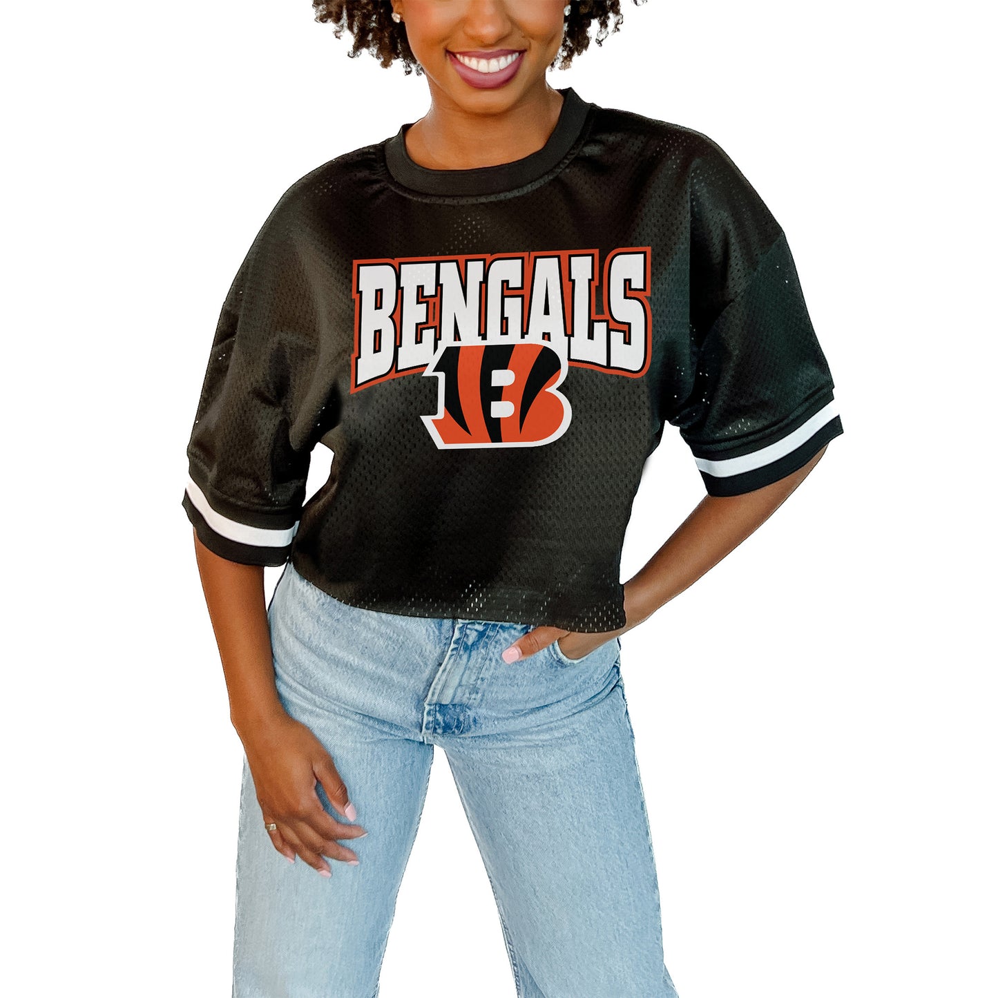 Women's Gameday Couture Black Cincinnati Bengals Game Face Fashion Jersey