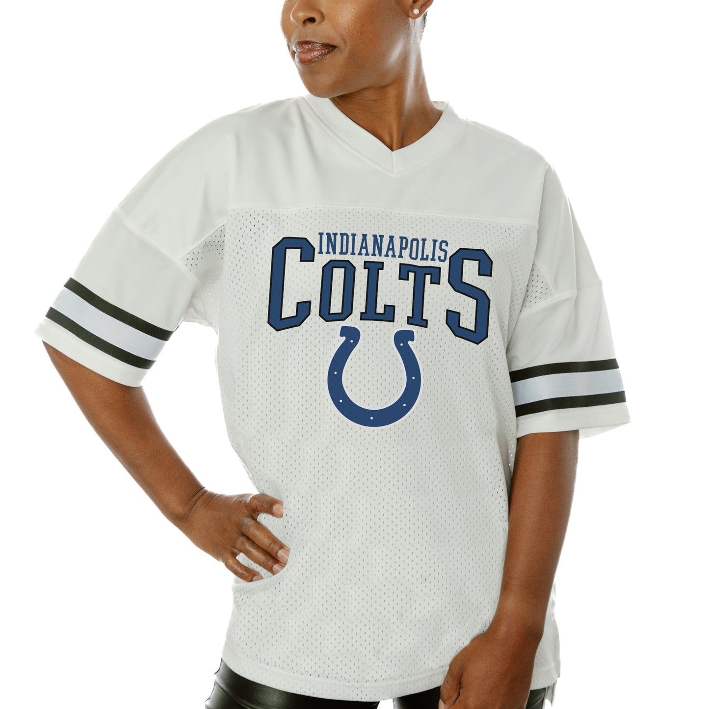 Women's Gameday Couture White Indianapolis Colts Top Recruit Side Slit V-Neck Fashion Jersey