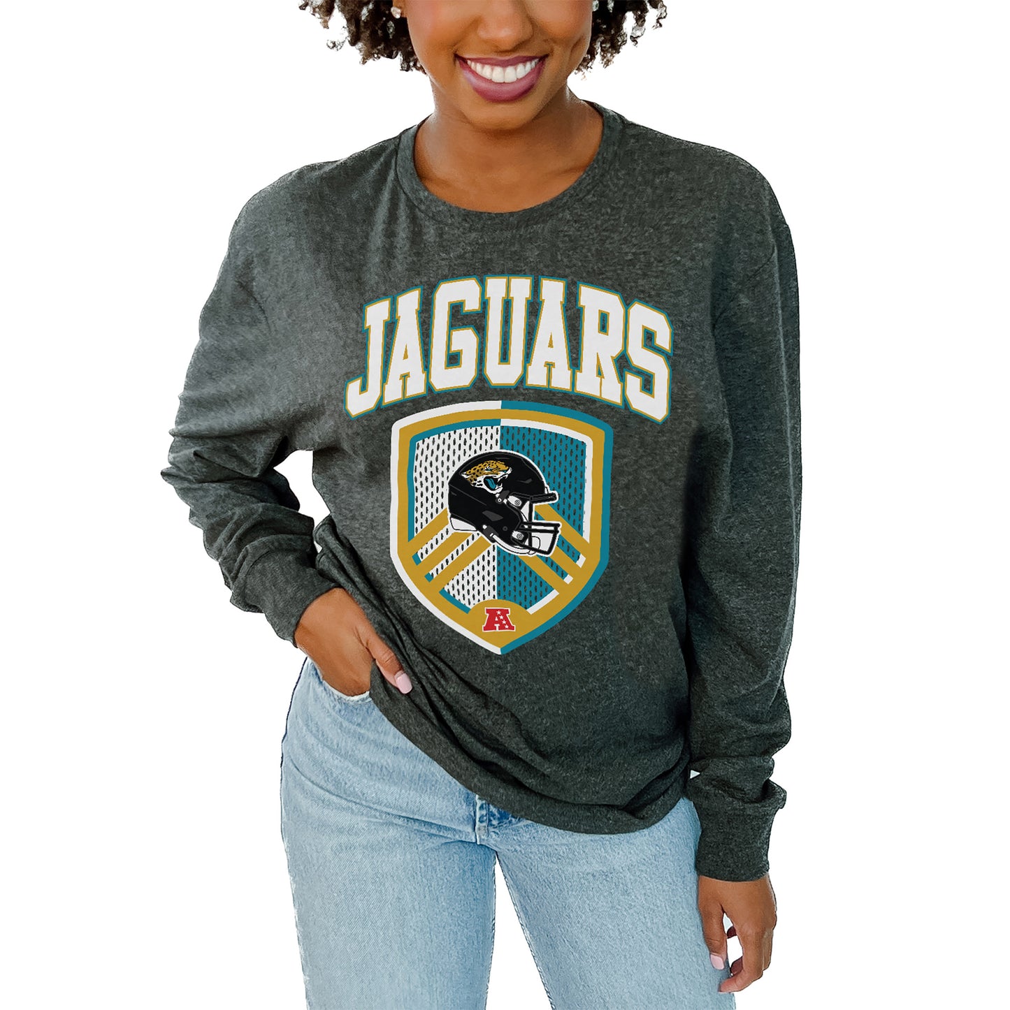 Women's Gameday Couture Charcoal Jacksonville Jaguars Block Long Sleeve T-Shirt