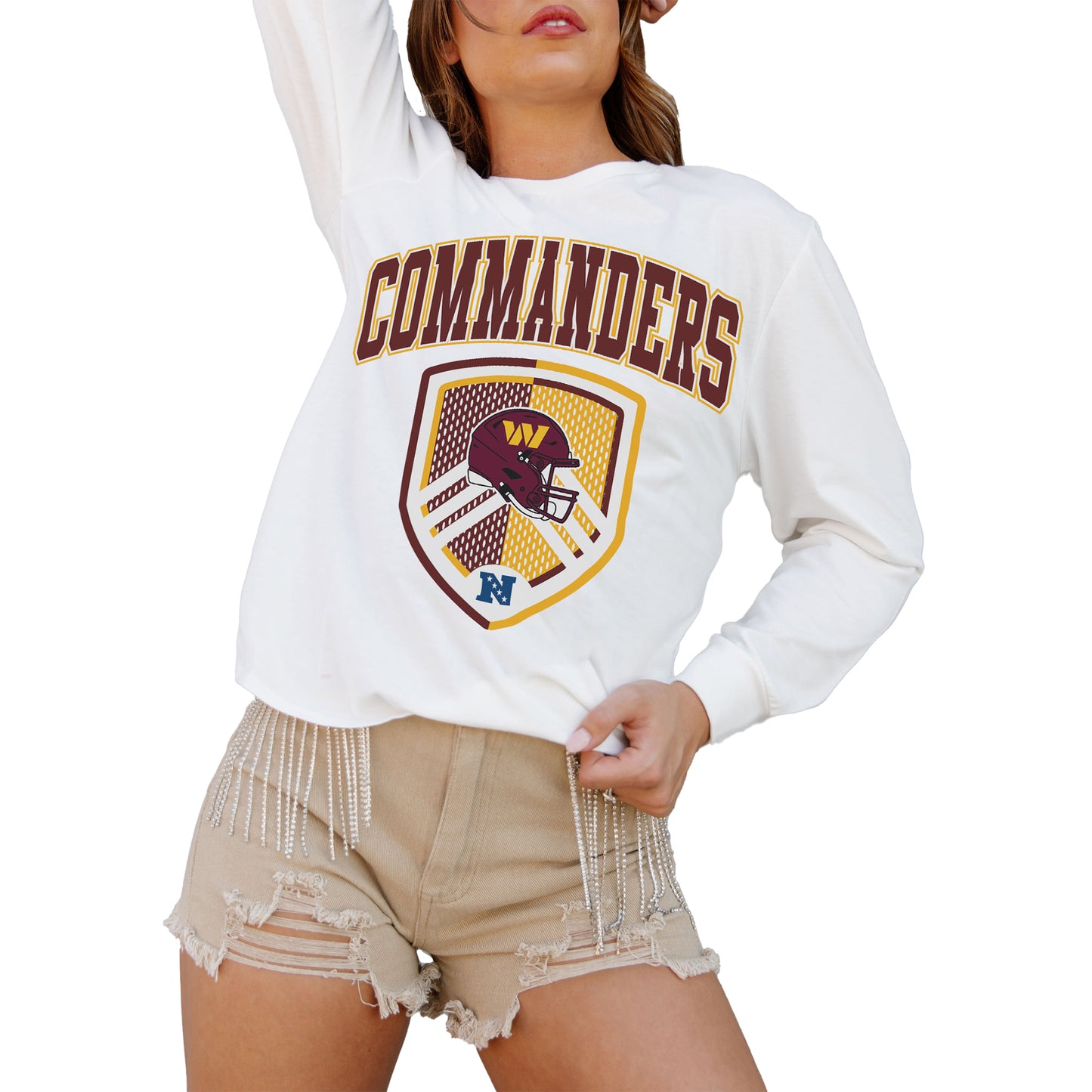 Women's Gameday Couture White Washington Commanders Pushing The Limit Long Sleeve T-Shirt