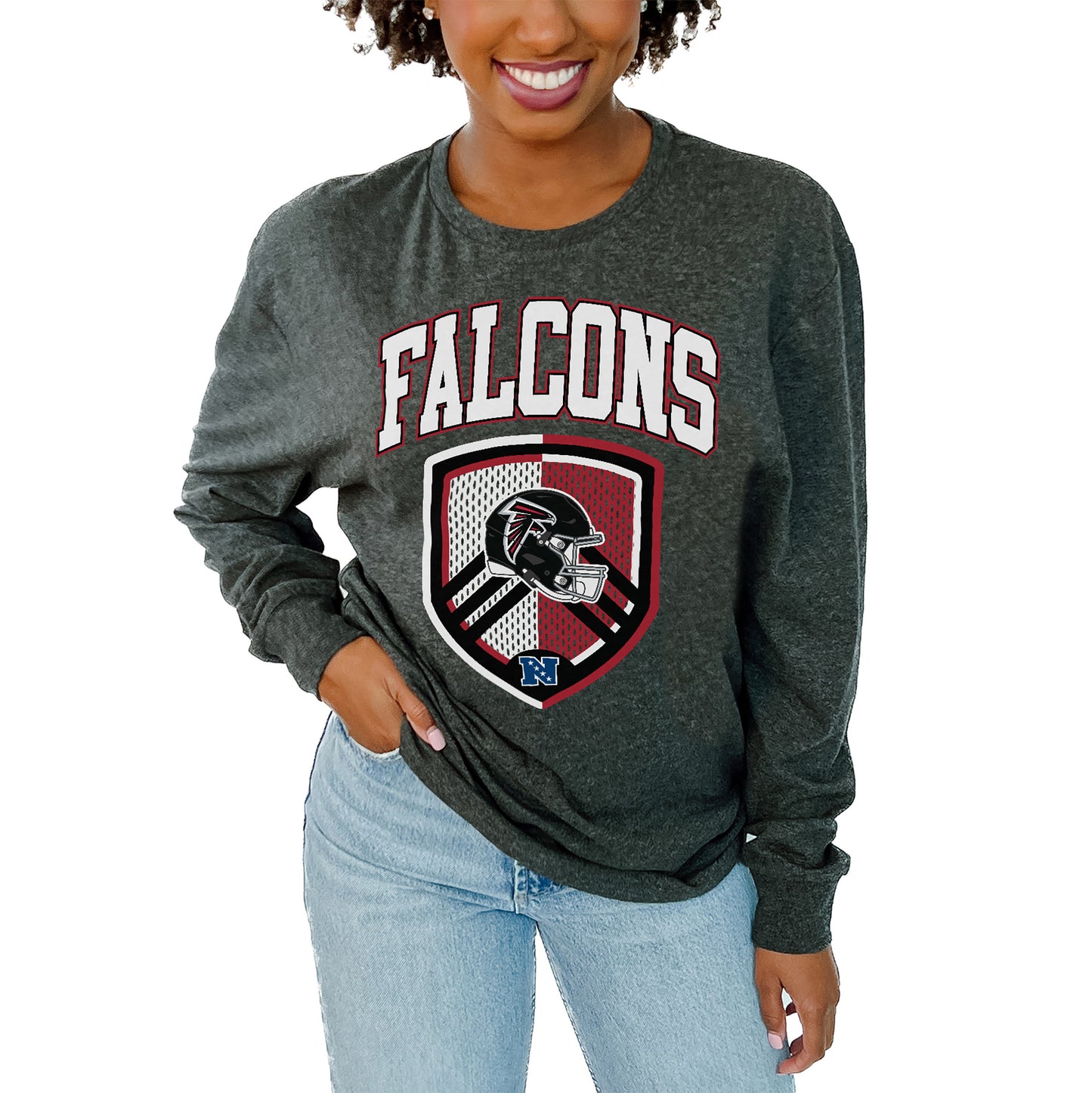 Women's Gameday Couture Charcoal Atlanta Falcons Block Long Sleeve T-Shirt
