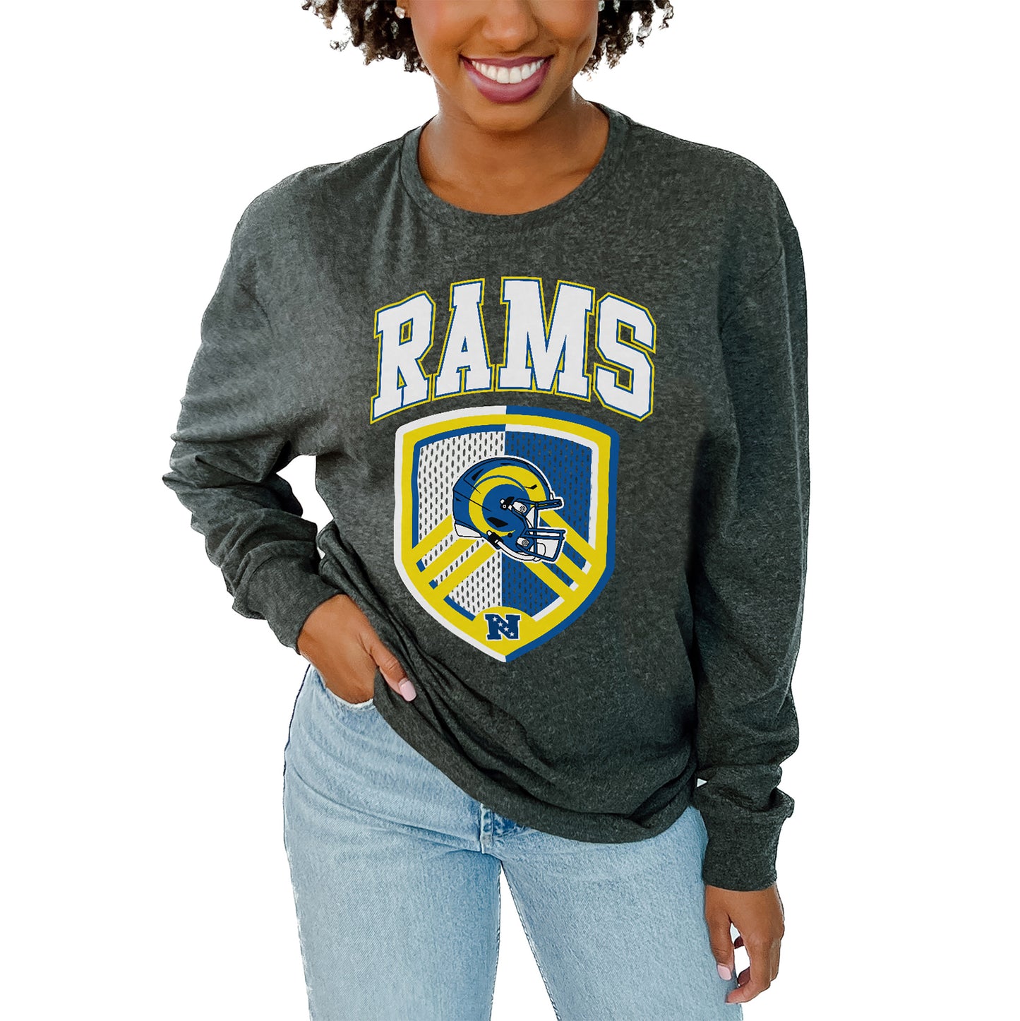 Women's Gameday Couture Charcoal Los Angeles Rams Block Long Sleeve T-Shirt
