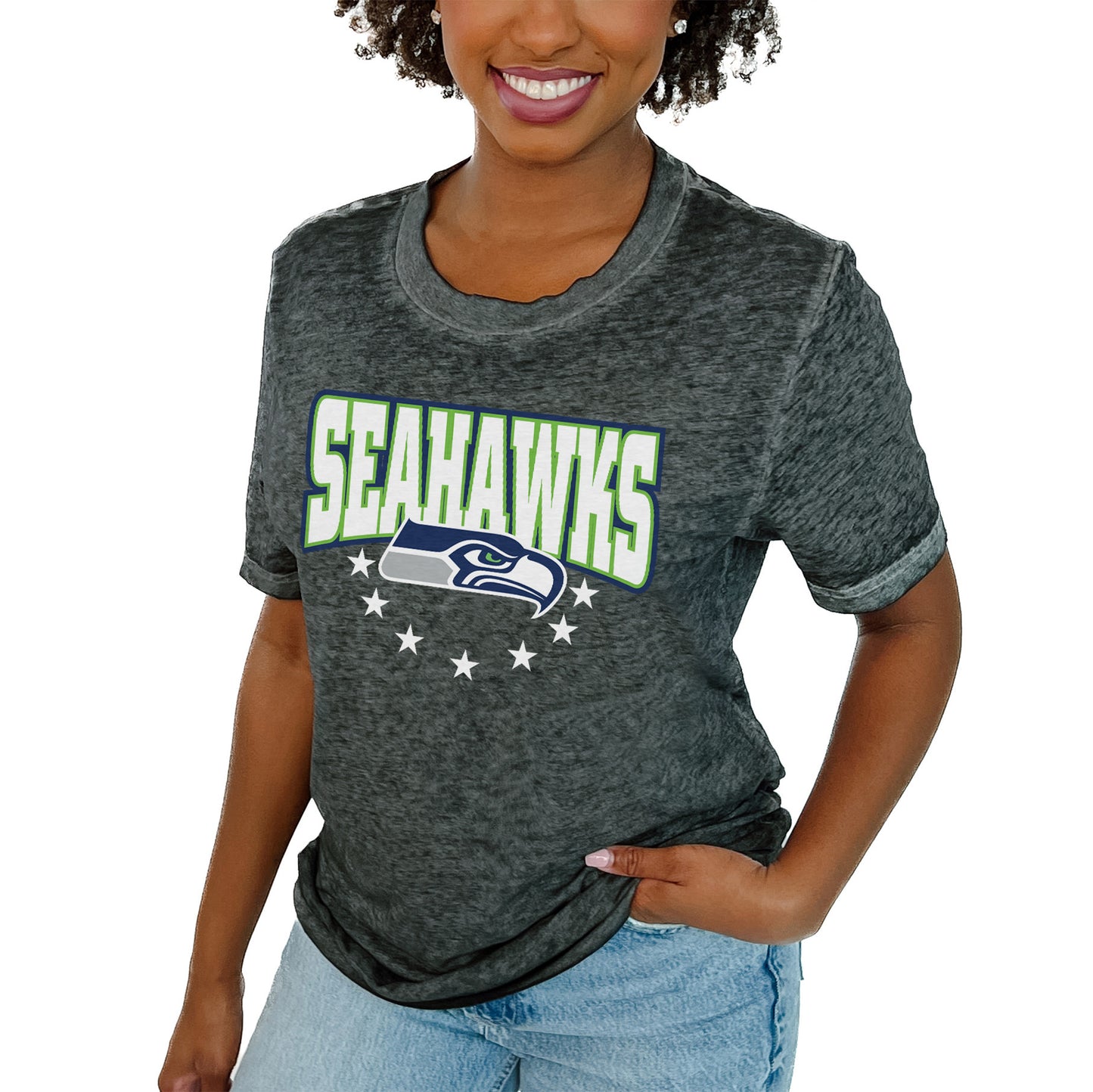 Women's Gameday Couture Charcoal Seattle Seahawks Can't Catch Me T-Shirt