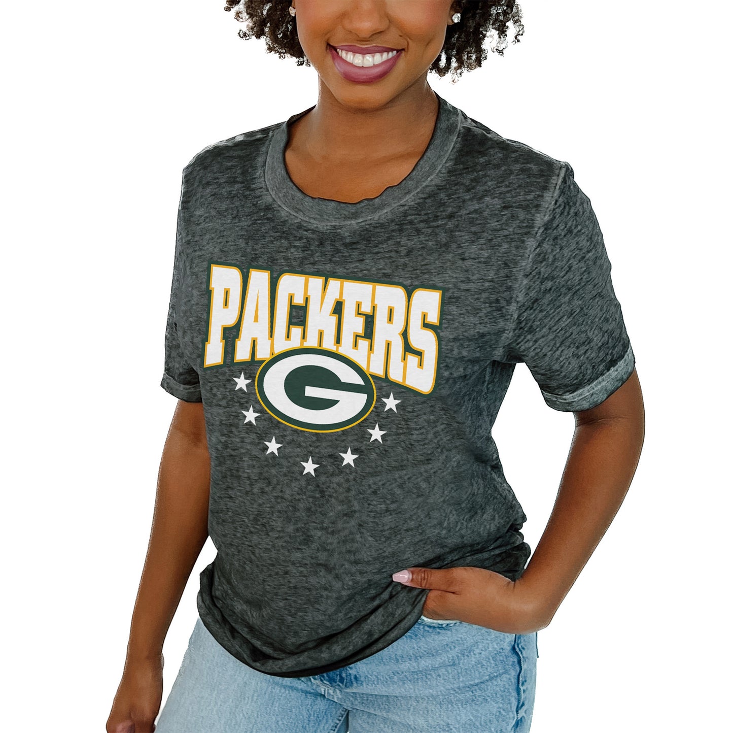 Women's Gameday Couture Charcoal Green Bay Packers Can't Catch Me T-Shirt