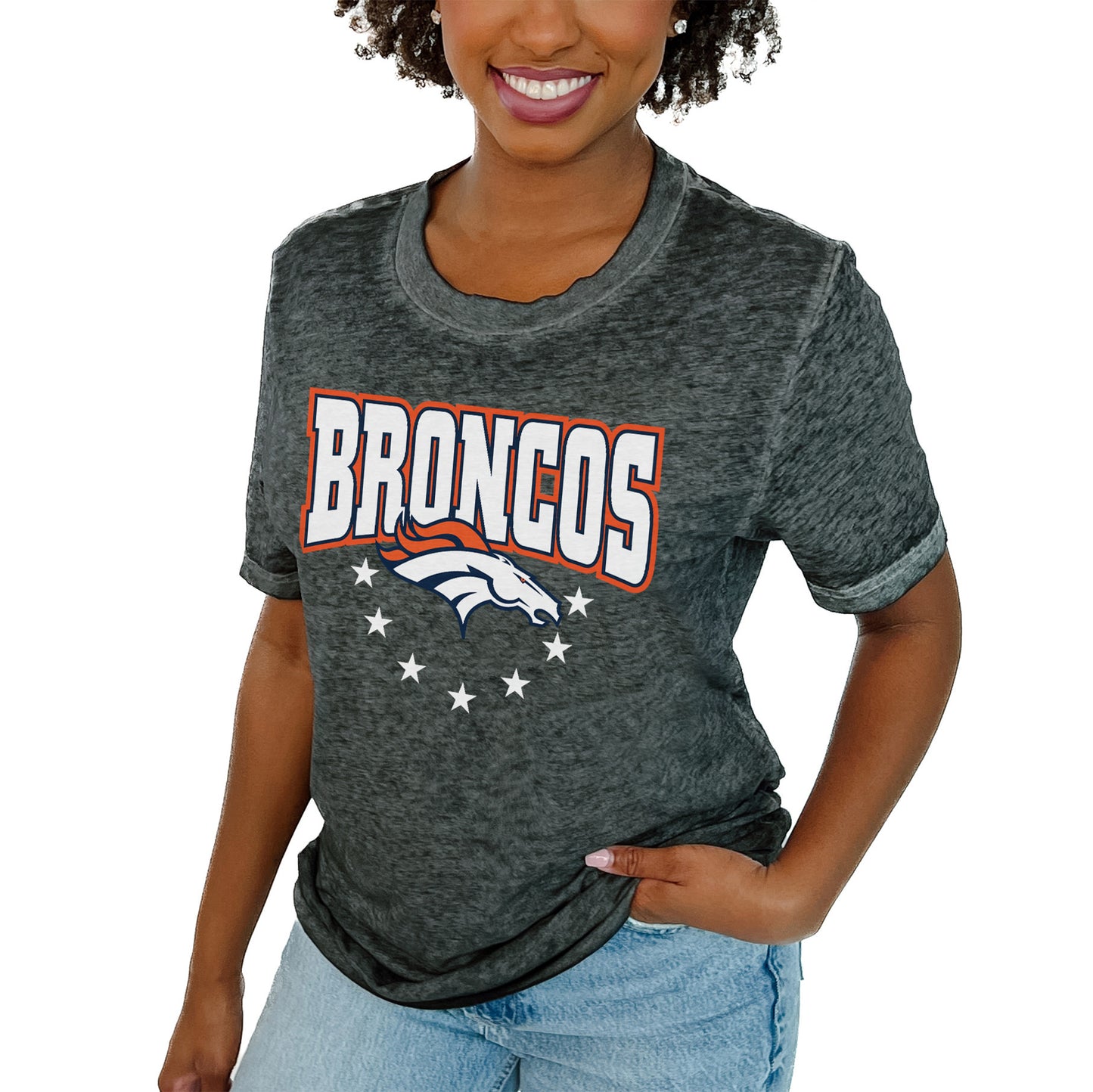Women's Gameday Couture Charcoal Denver Broncos Can't Catch Me T-Shirt