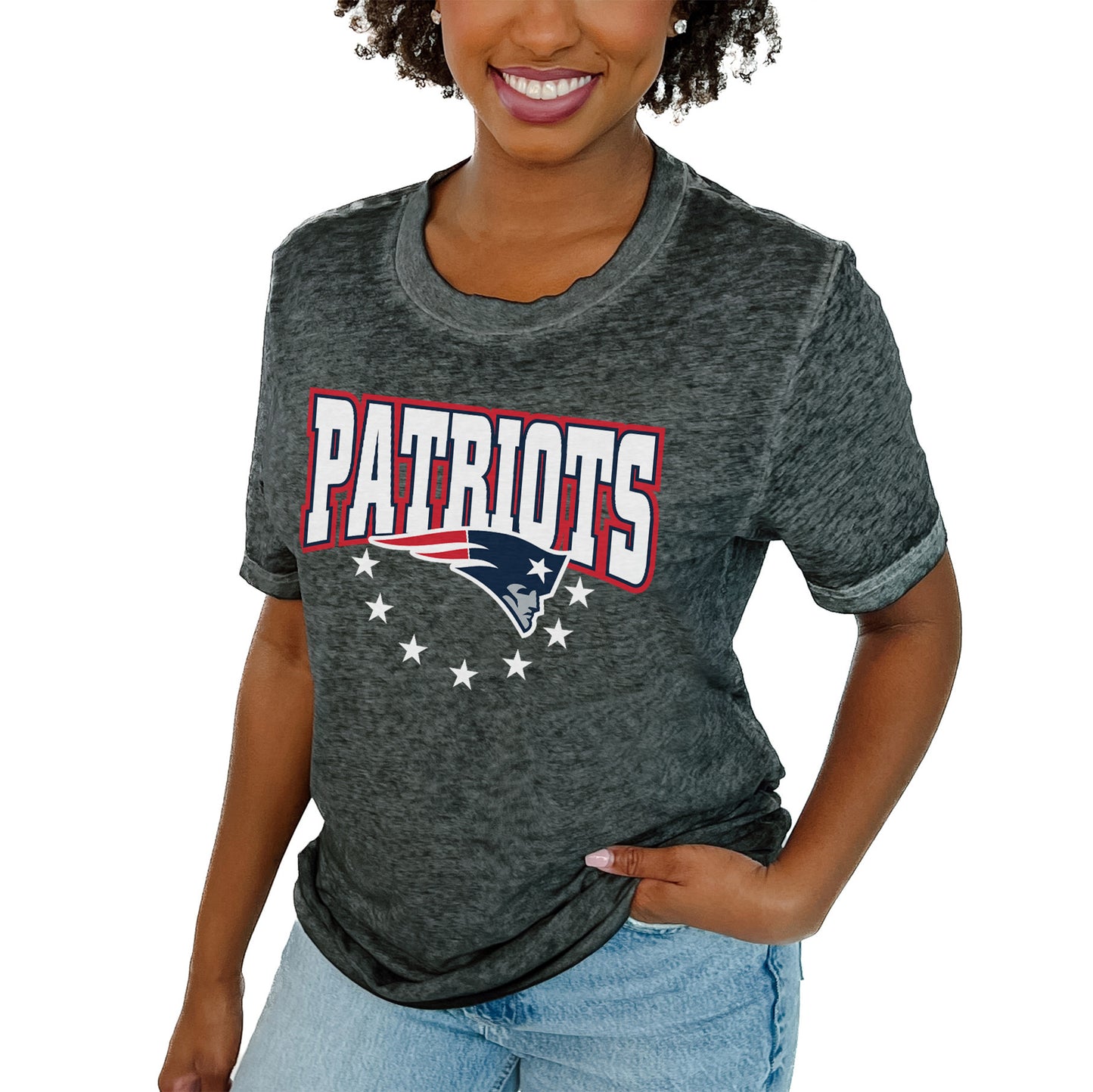 Women's Gameday Couture Charcoal New England Patriots Can't Catch Me T-Shirt