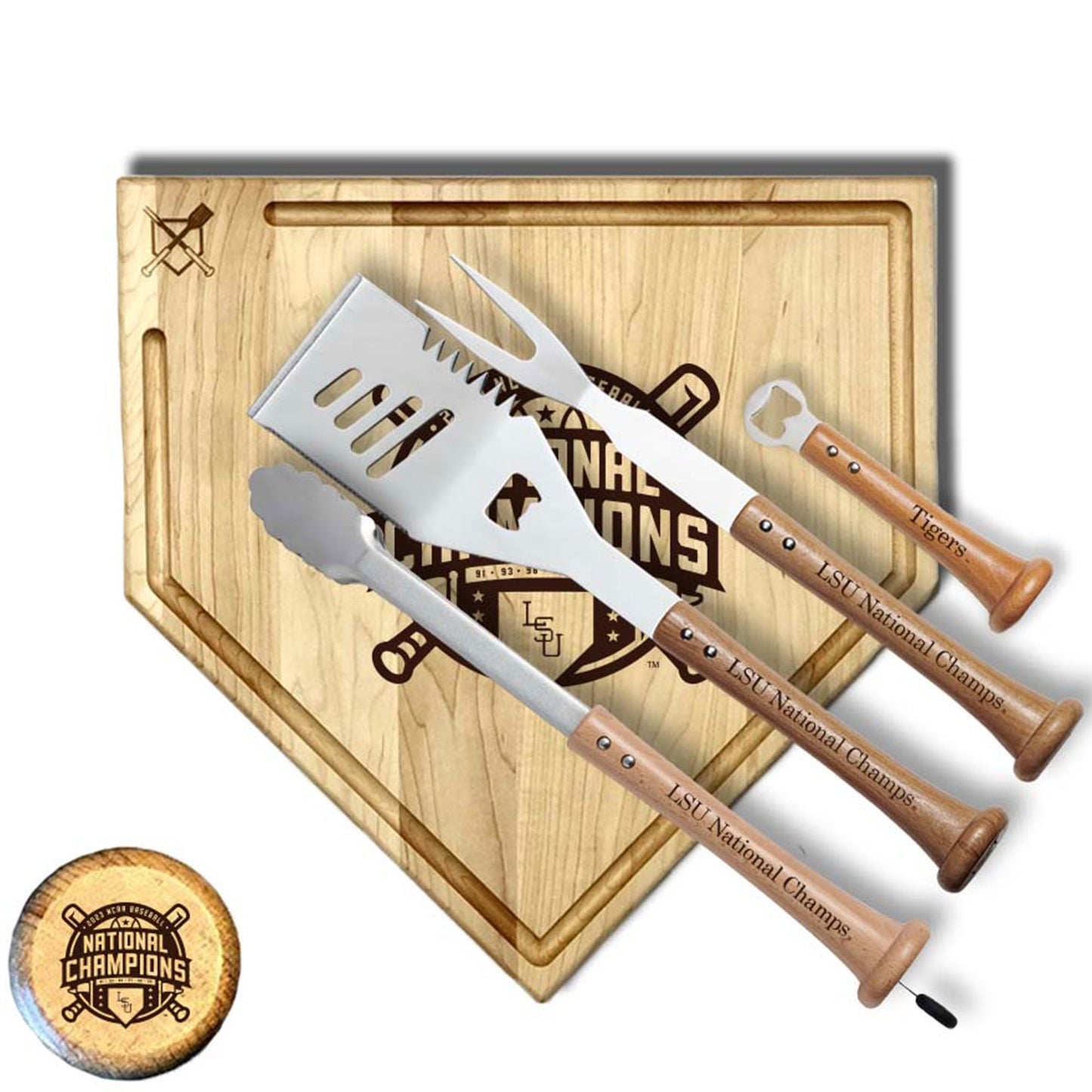 Baseball BBQ LSU Tigers 2023 NCAA Men's Baseball College World Series Champions 17" Trough Grand Slam Combo Set
