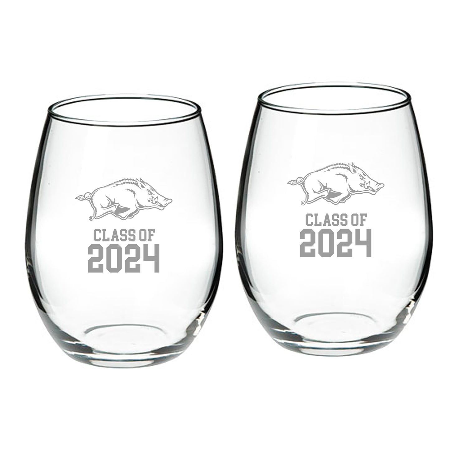 Arkansas Razorbacks Class of 2024 21oz. 2-Piece Stemless Wine Glass Set