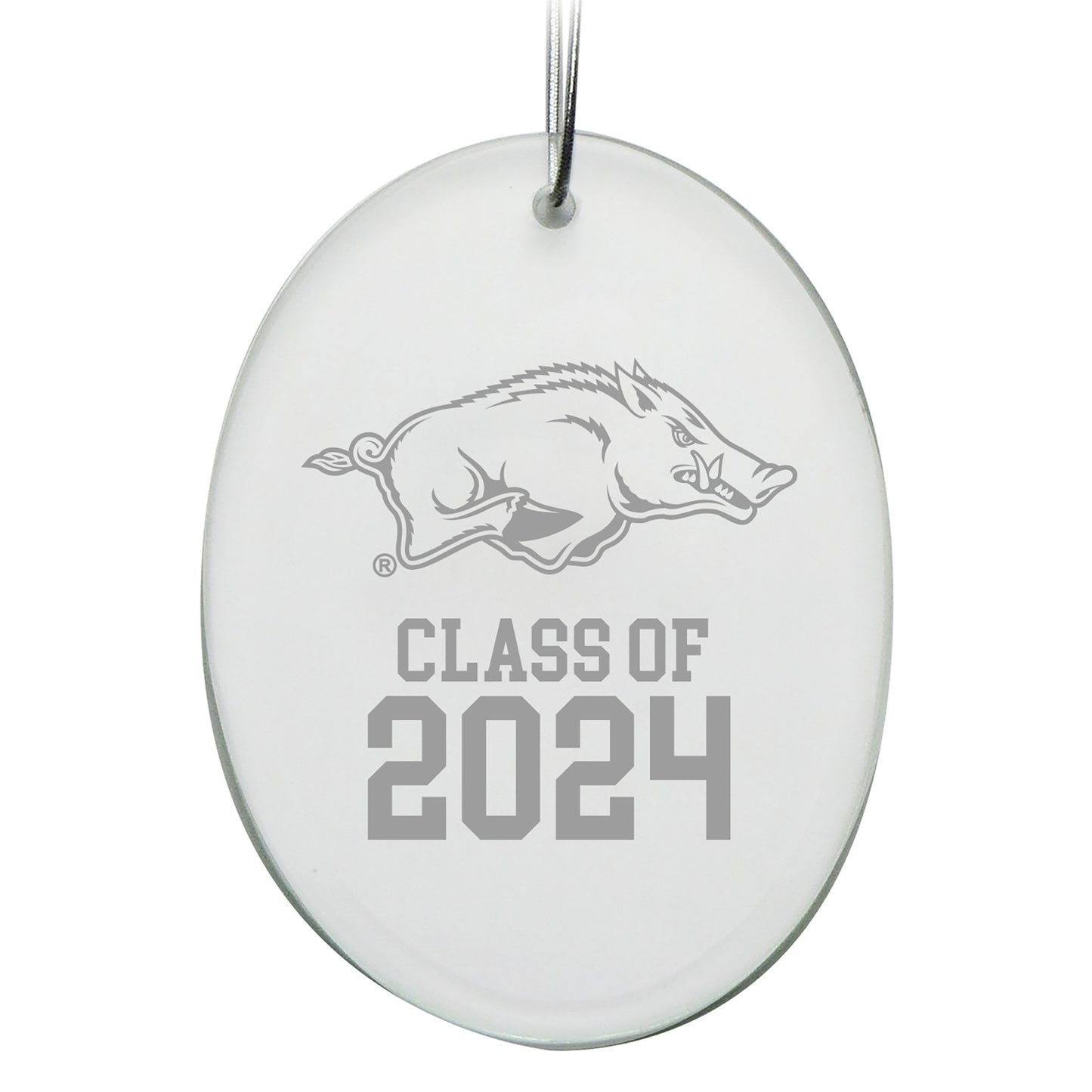 Arkansas Razorbacks Class of 2024 2.75'' x 3.75'' Glass Oval Ornament