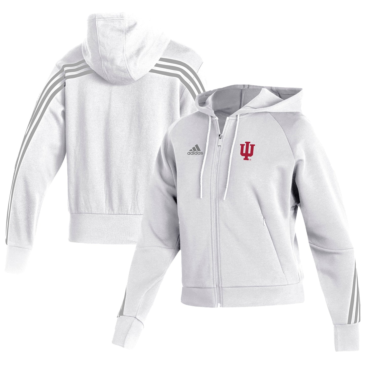 Women's adidas White Indiana Hoosiers Sideline Fashion Full-Zip Hoodie