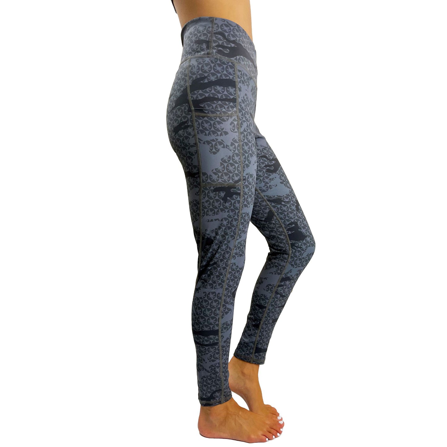 Women's Gray Ohio State Buckeyes Camo Cell Phone Pocket Leggings