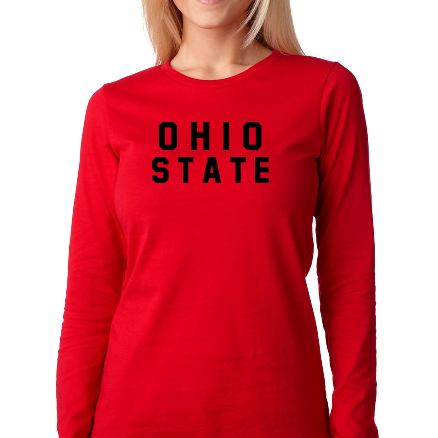 Women's Scarlet Ohio State Buckeyes Block Hit Long Sleeve T-Shirt
