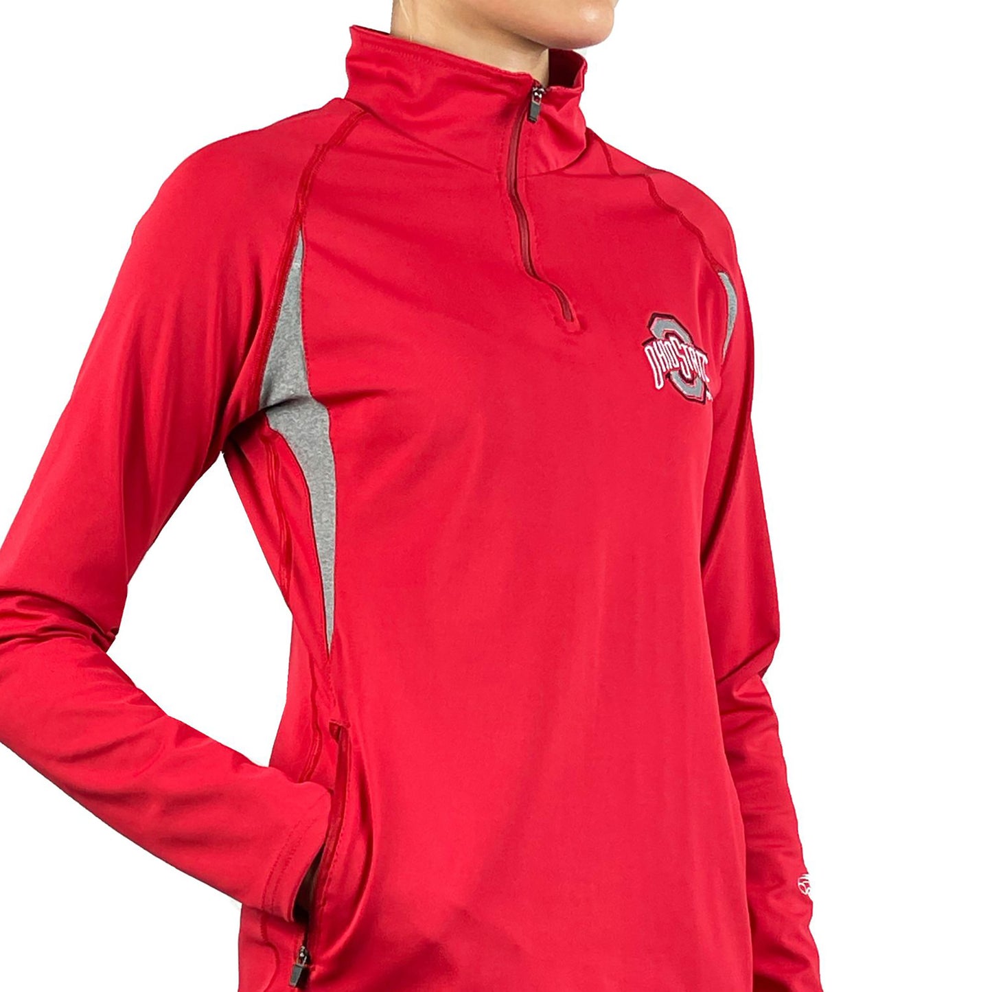 Women's Scarlet Ohio State Buckeyes Noise Quarter-Zip Pullover Top