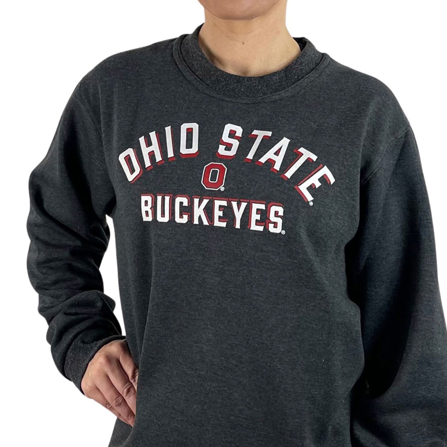 Women's Charcoal Ohio State Buckeyes Fleece Pullover Sweatshirt