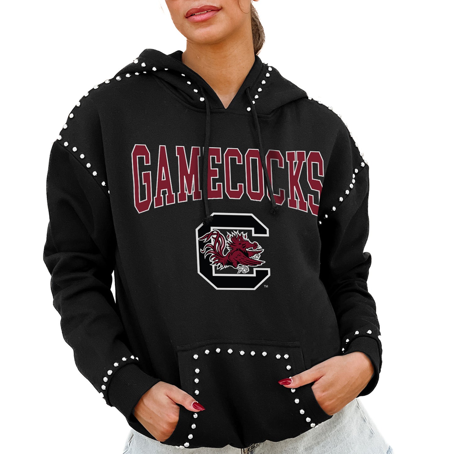 Women's Gameday Couture Black South Carolina Gamecocks Studded Pullover Hoodie